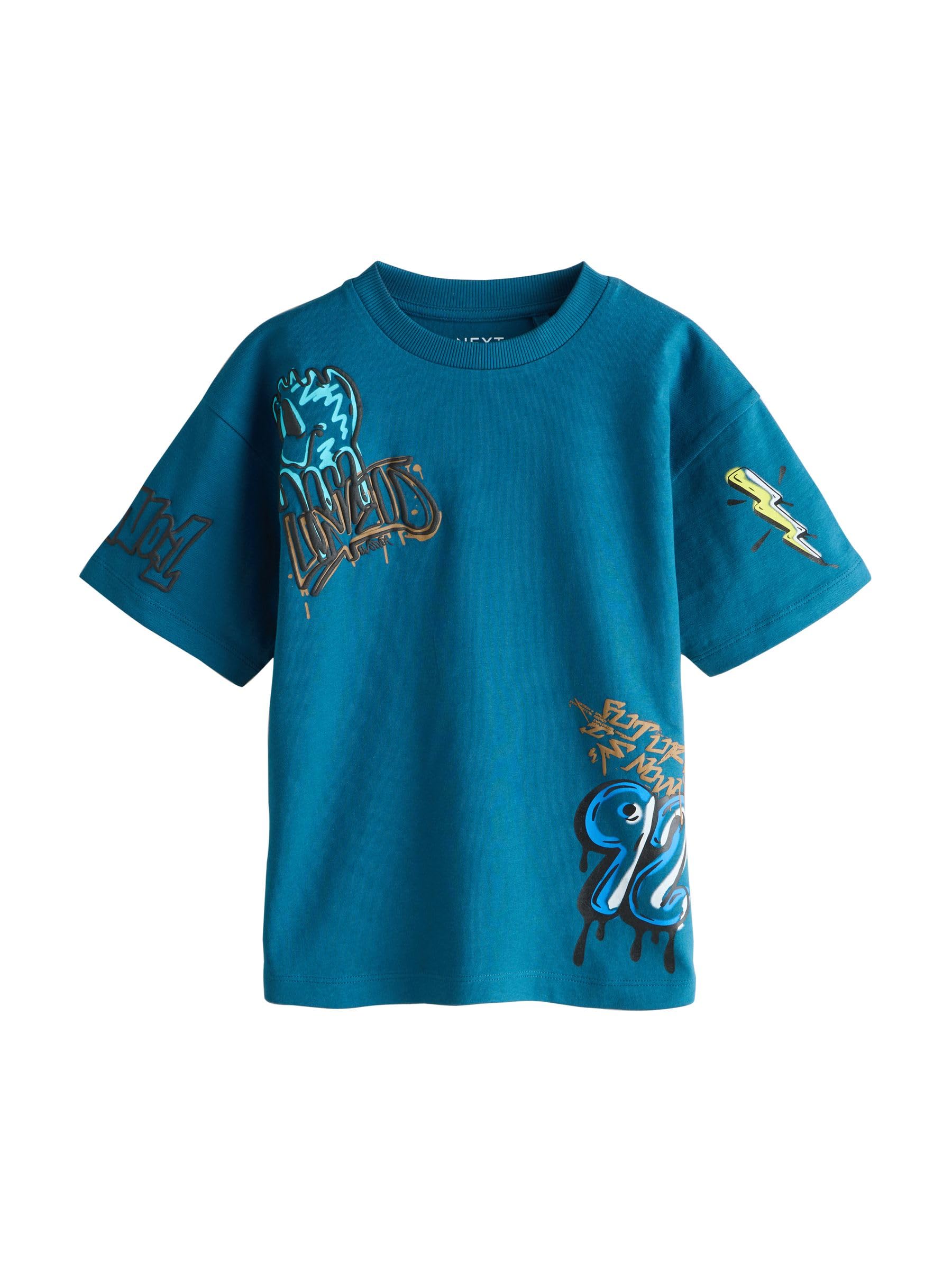 NEXT Garçon T-Shirt décontracté à Manches Courtes et imprimé, Lot de 3 | Coupe standard, 100 % coton