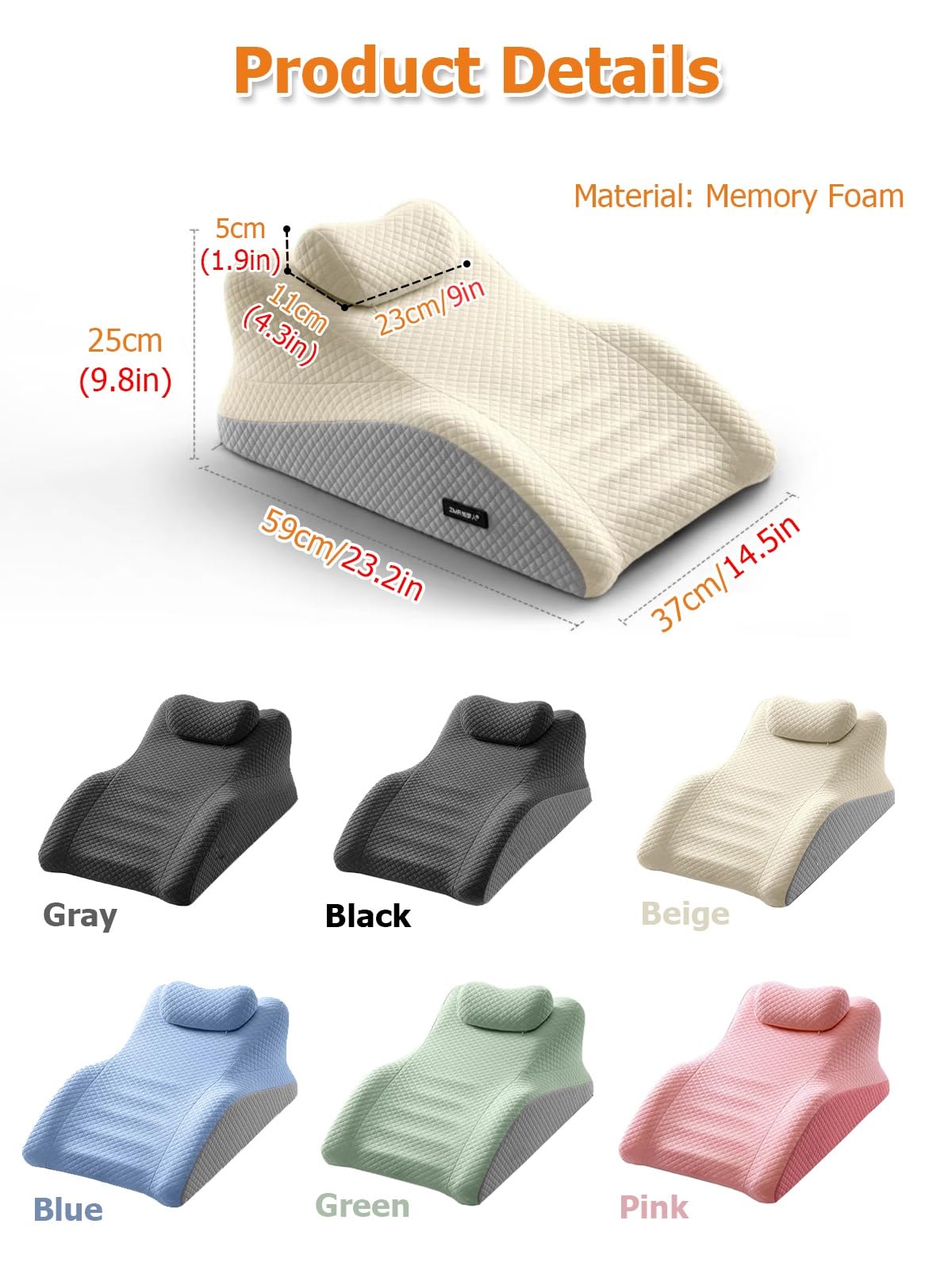 JYHHCYS Multifunctional Prone Sleeping Pillow - Memory Foam Pillow Back HIPS Knee Cushion Support Tool Wedge Pad, Ergonomic Prone Position Pillow for Reading(Black)