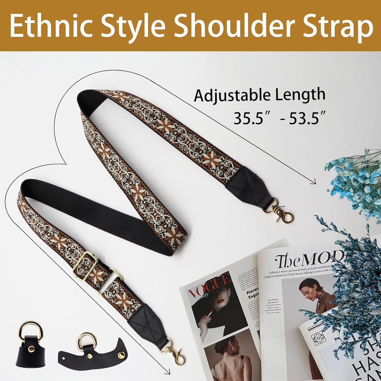 LEMEDE Purse Strap Replacement Crossbody 1.5" Wide Shoulder Strap Adjustable Straps Handbag Strap Replacement Belts - Image 3