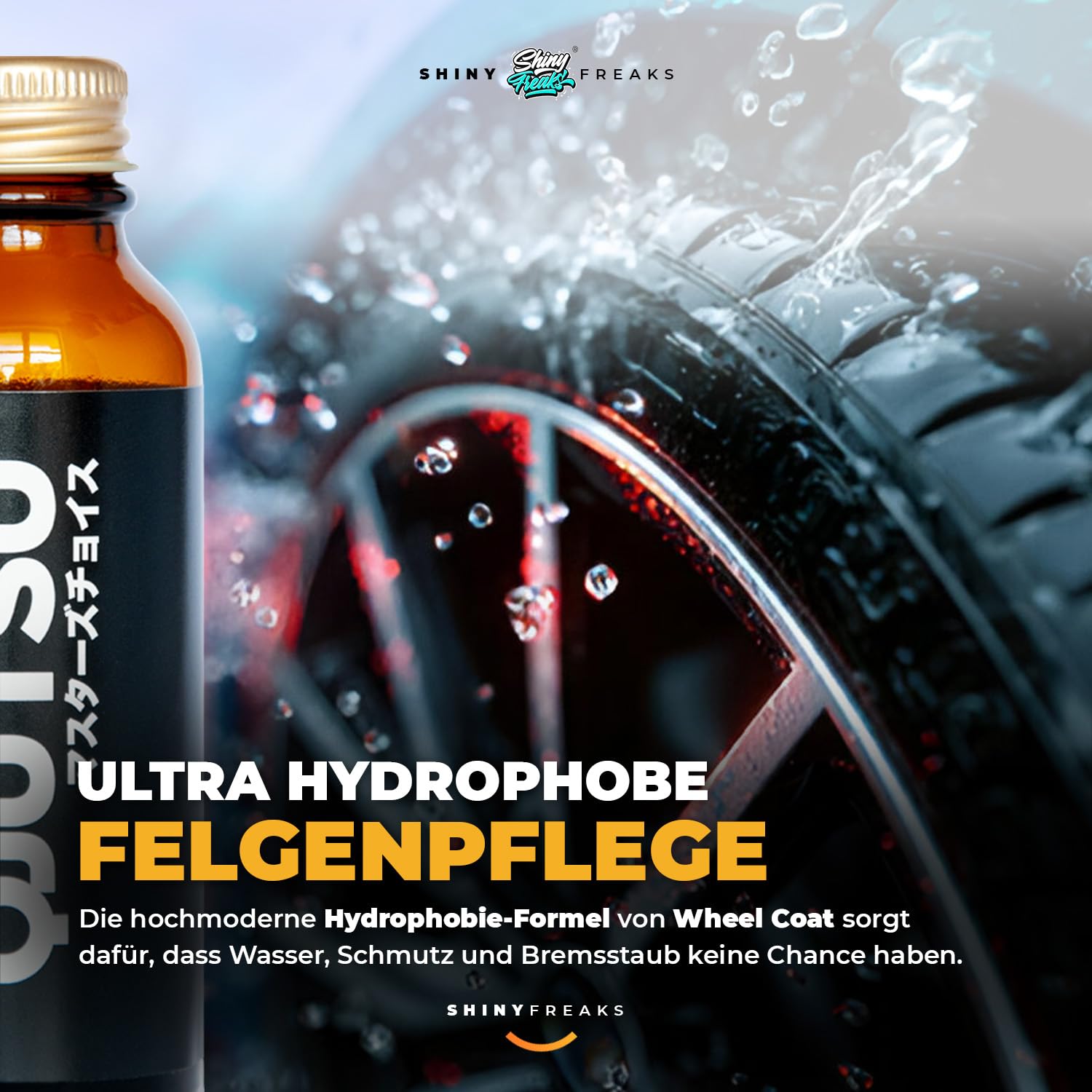 Shiny Freaks Felgenpflege Auto Set: Soft99 Qjutsu Wheel Coat (50ml) Felgenversiegelung + chemicalworkz Coating Applicator Kit - wirksamer Felgenschutz, Hitzebeständig & stark Hydrophob | 4-teilig
