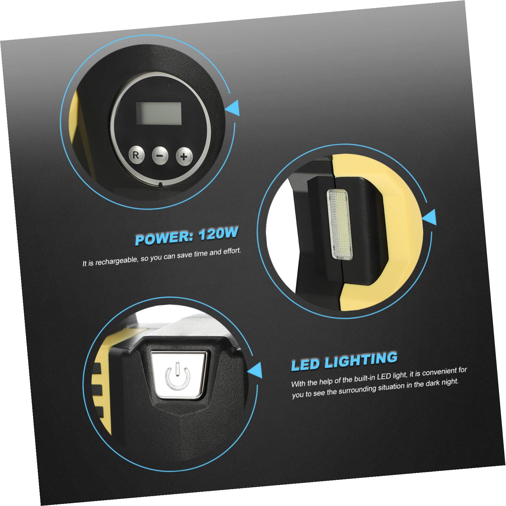 Cabilock Compresor y Función de Apagado Automático de Aire Eléctrico Portátil con Medidor Digital Material Abs y Cobre, Adecuado para Mantener Presión Estable para Neumáticos de Coche