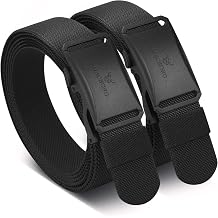 2-Pack Tactical Ratchet Belt for Men, 1.38" Stretch Nylon Belt, Trim to Fit, Black