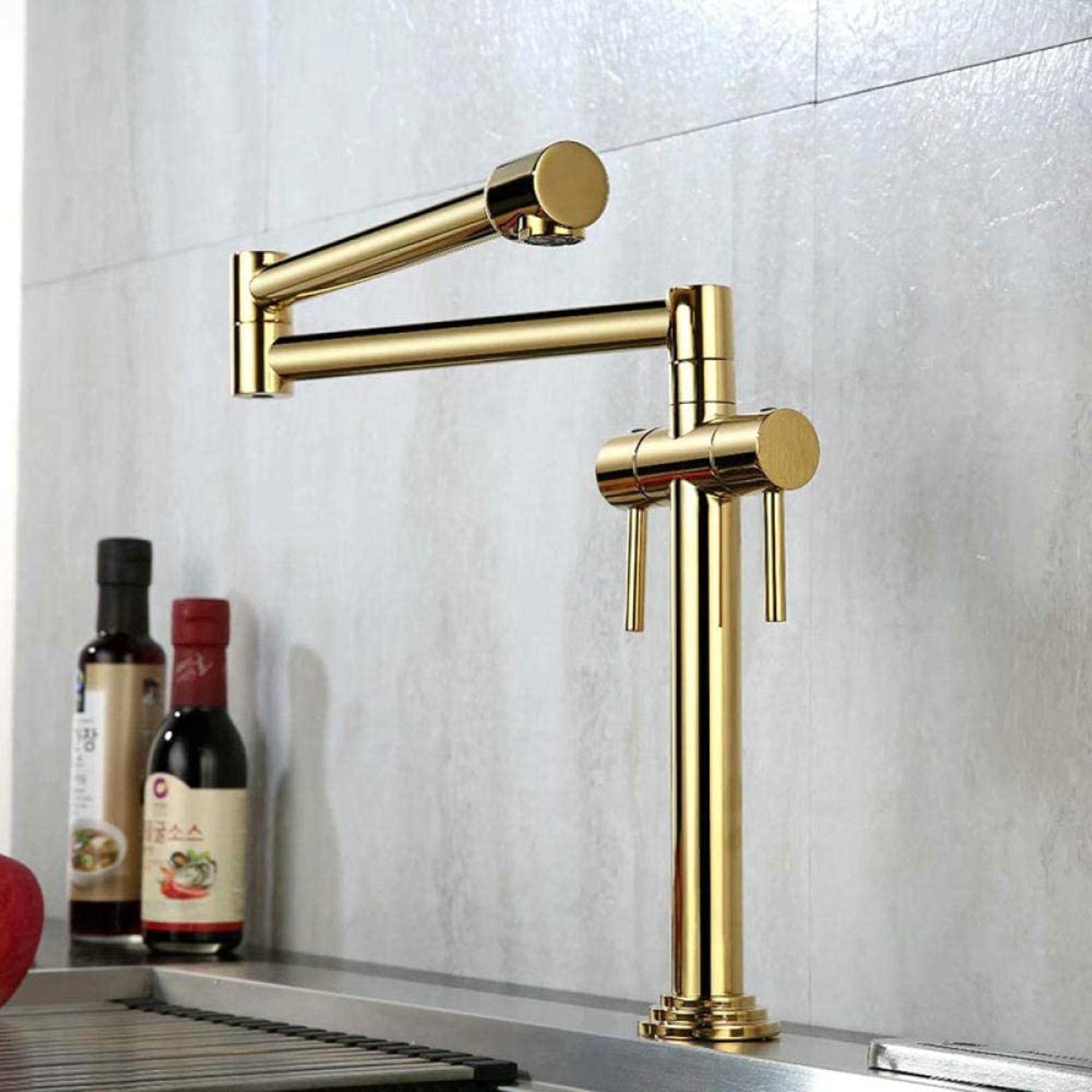 Küchenarmatur Massives Messing Schwenkkran Küchendeck montiert Faltbare Spüle Wasserhahn Mixer Nickel gebürstet/Schwarz/Chrom/Gold/ORB-ORB