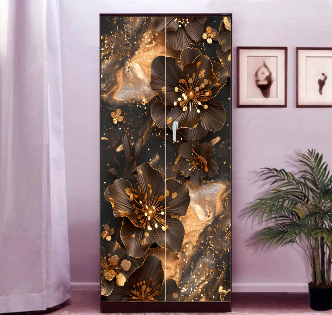 Almirah Sticker Waterproof Vinyl | Self-Adhesive Floral Design Wardrobe Cover | Bedroom Decoration | (186 x 83 cm) (Design-35)-image-20