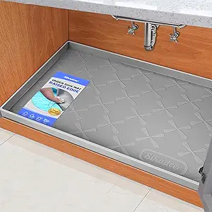 SIKADEER 22" x 19" Under Sink Mat Waterproof, Silicone Mat Kitchen Drawer Shelf and Cabinet Liner, Sink Protector for Kitchen Organizers and Storage, Boot Tray Pet Food Mats