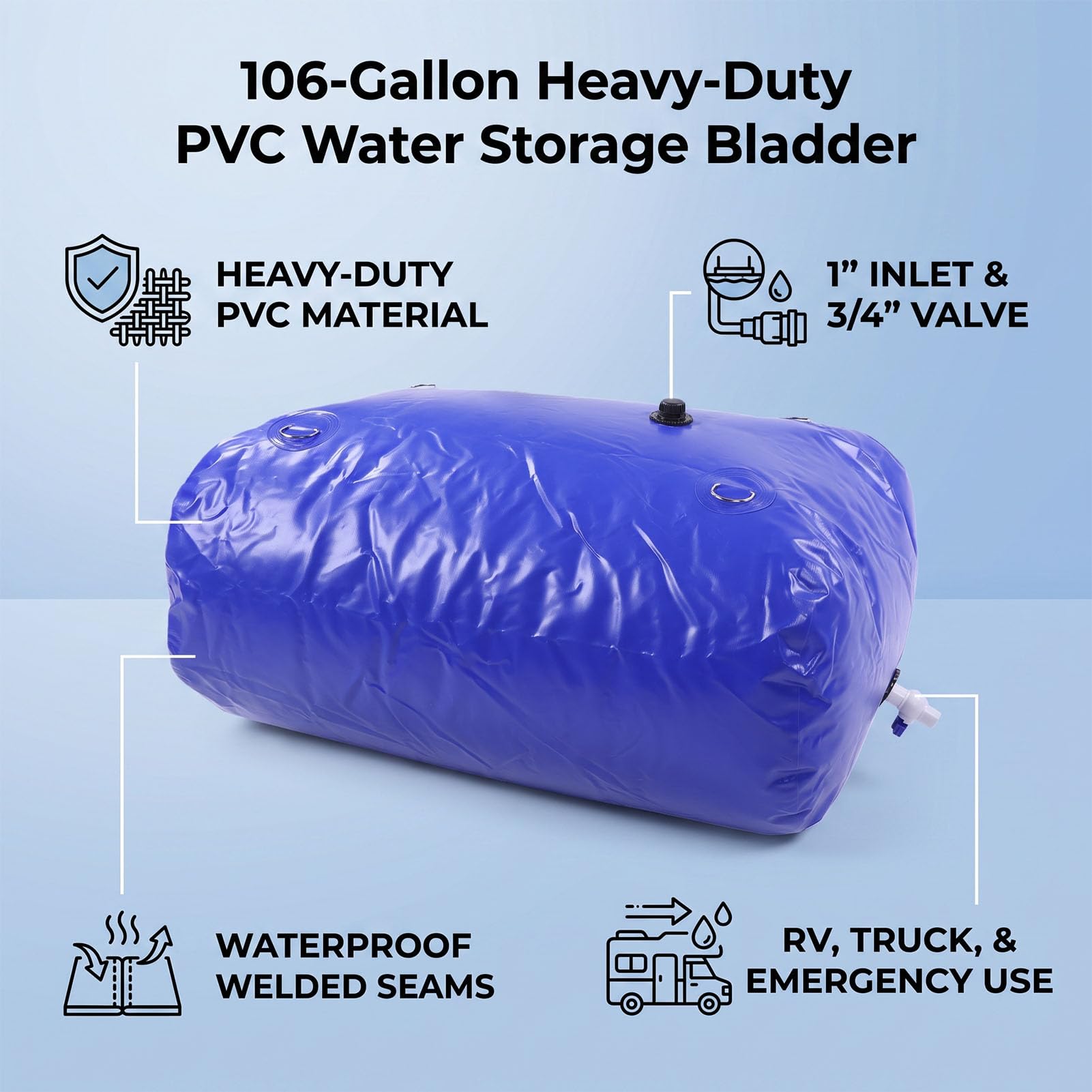 Acouto Depósito de Agua Plegable, Tanque de Almacenamiento de Agua 400L 106