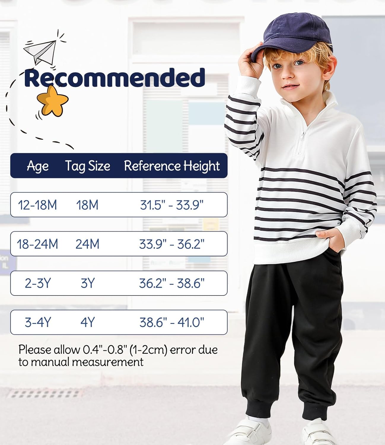 Toddler Boys Sweatsuit 12M-5Y Baby Boy Sweatshirt Outfits Quarter Zip Pullover Matching Joggers - Image 6