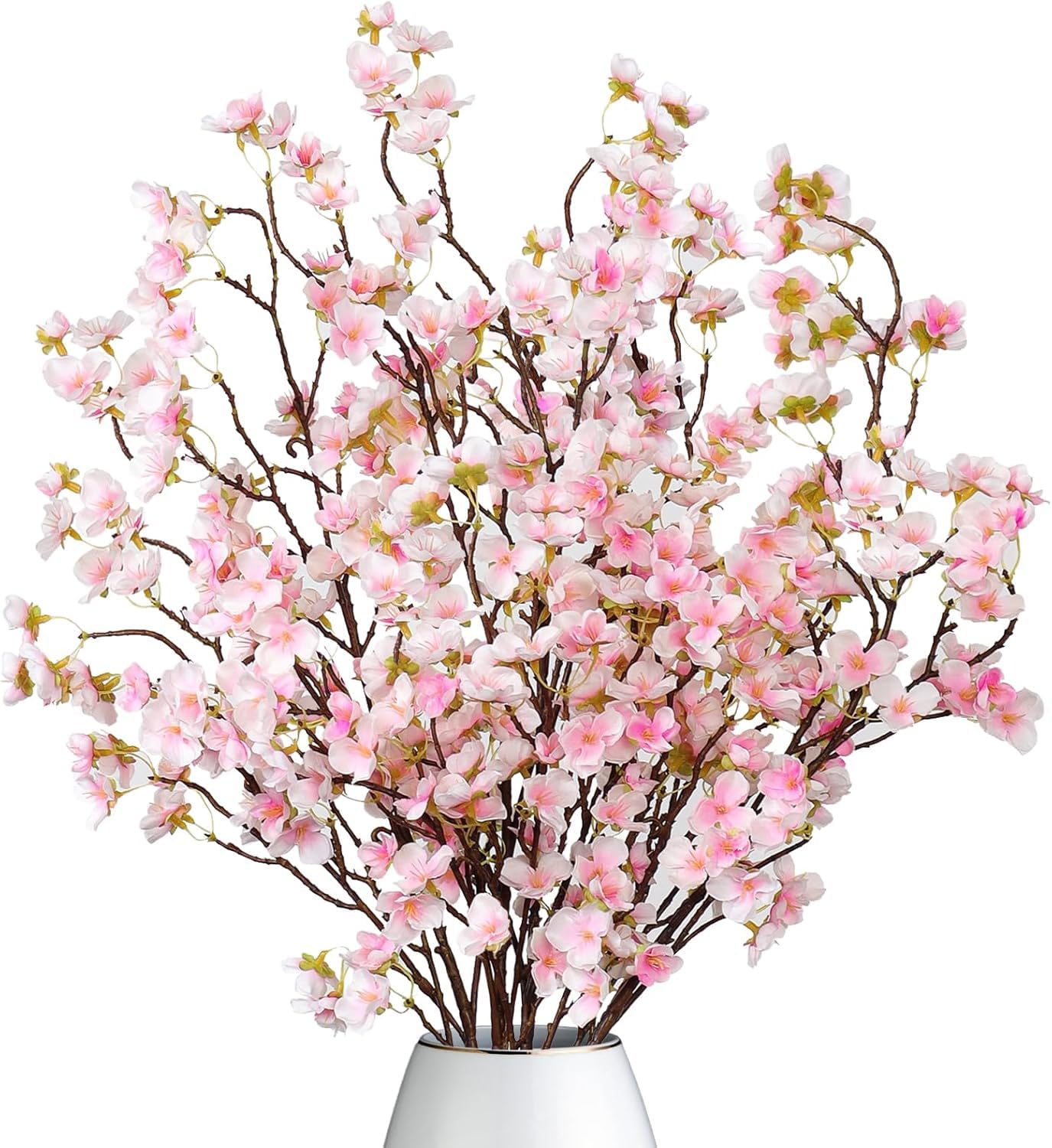 Dremisland 4PCS Artificial Cherry Blossom Branches Pink Plum Blossom 39.3in Winter Fake Flowers Tree Stems Silk floral Plants Desk Spring Decoration for Wedding Bouquets Party Table Vase Decor