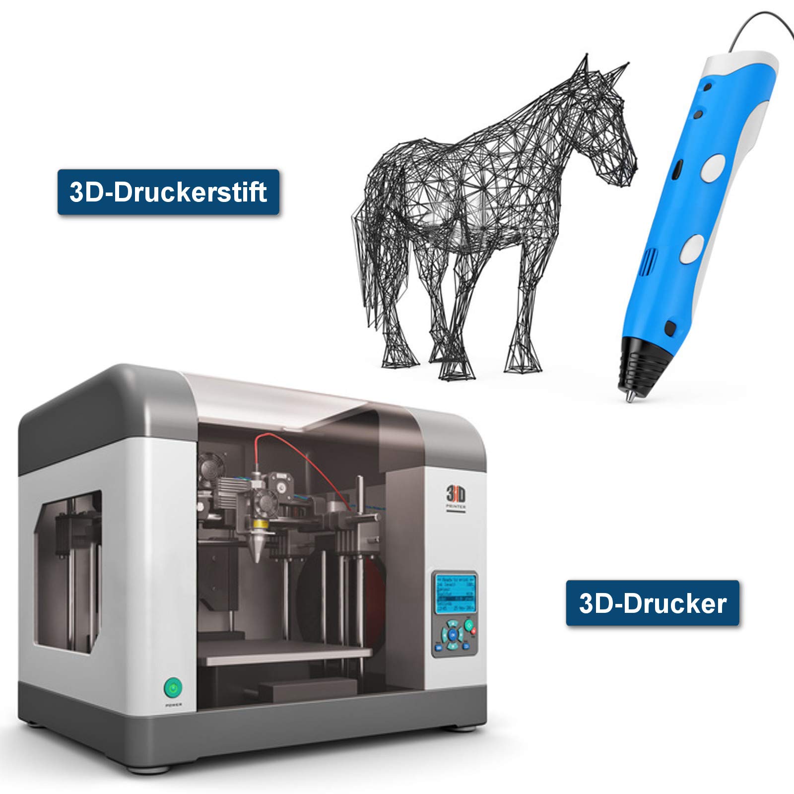 Midori® PLA Filament | 10 Stück, 1,75mm 3D-Drucker-Filament 1kg Spule in Blau Metallic| Verwicklungsfreies Filament für 3D-Drucker & Stift