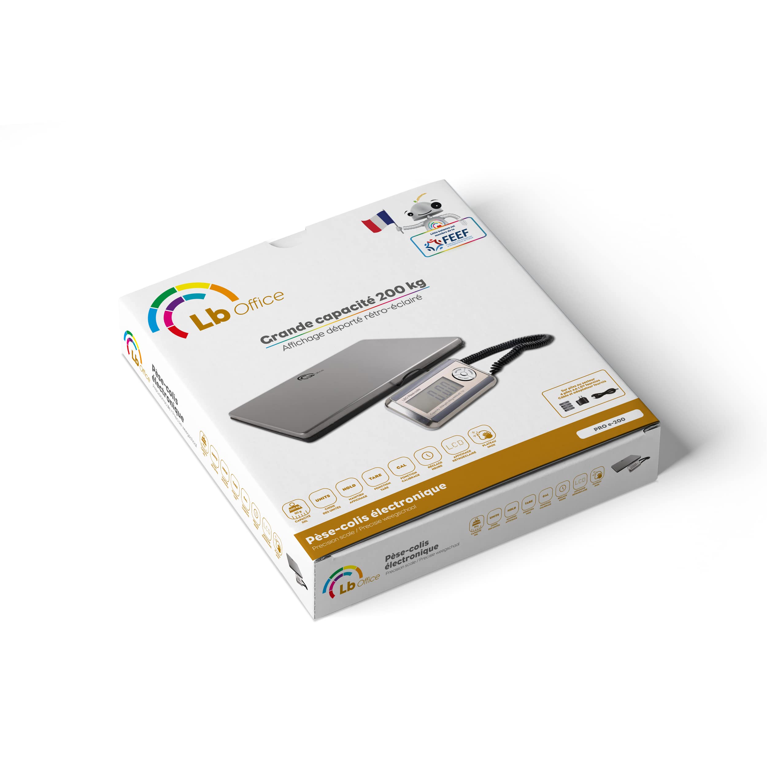 8371 Pro e-200, Pèse-colis, Balance Postale, 200 kg, Ecran déporté, Tout Inox