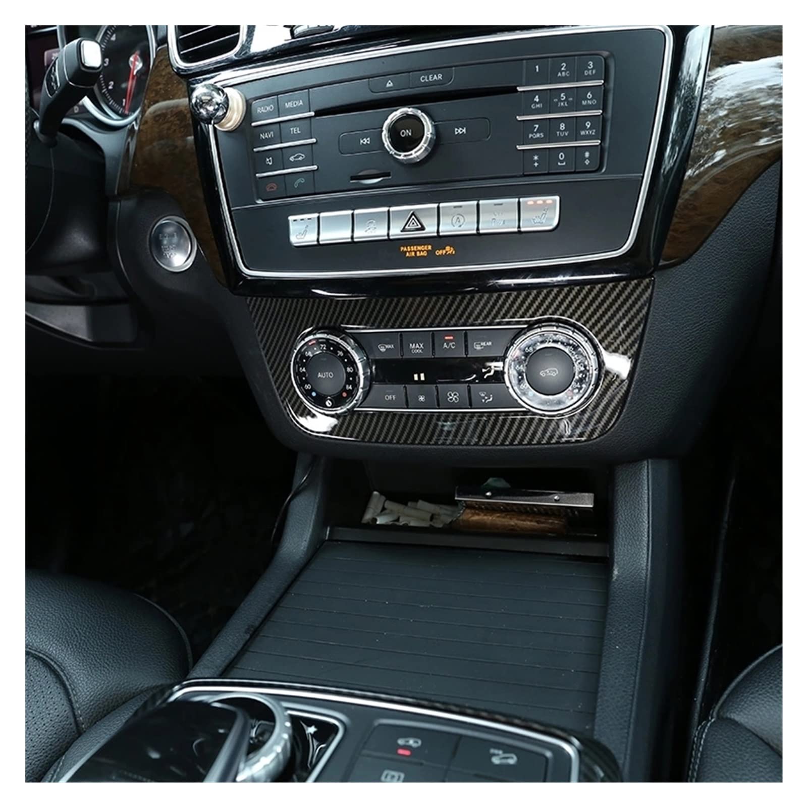 YINGO Car Centralna Kontrola Klimatyzacja Gałka Dekoracyjne Ramki Wykończenia Kompatybilny z Mercedes Benz Ml GLE GL GLS Klasa W166 X166.(Silver)