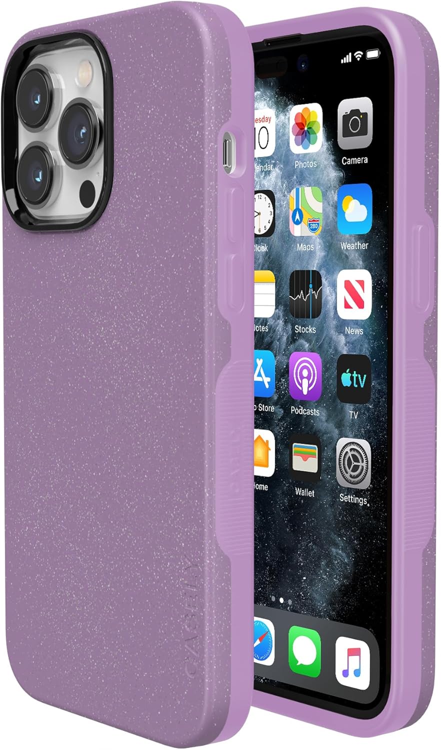 Casely iPhone 14 Pro Max Case | Lavender Waves | Purple Shimmer | Bold Protective Design | Compatible with MagSafe