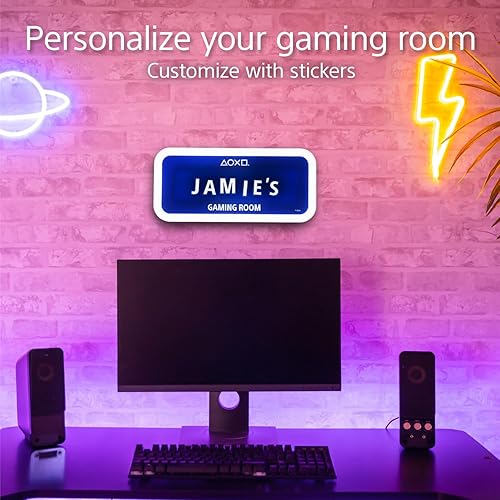 Miniatura 5 de Paladone Cartel de sala de juegos con licencia oficial de Xbox, personalizable con calcomanías, decoración colgante LED para pared o puerta, regalo