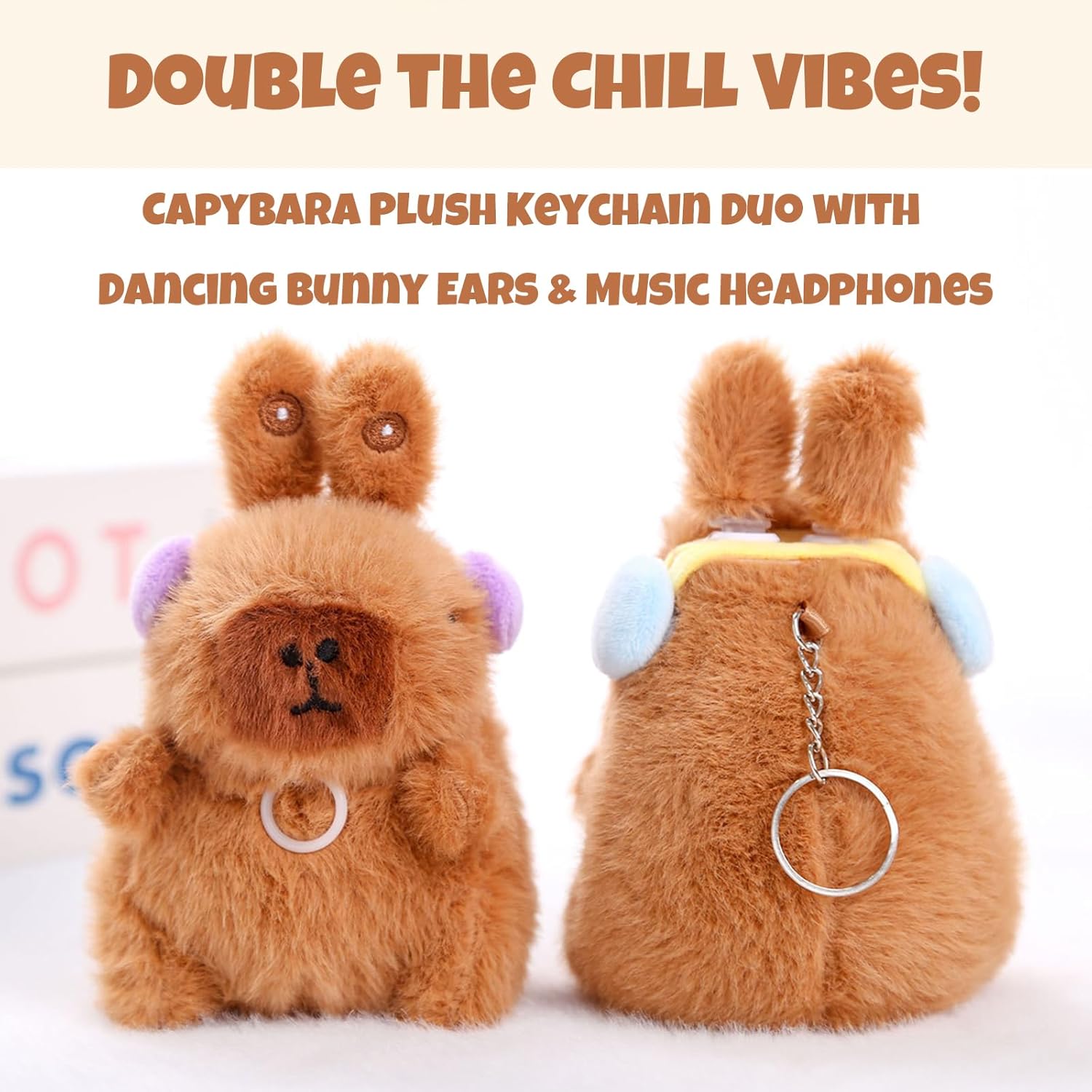 Capybara Plush 6 Inch, Cute Capybara Plush Keychain with Moving Ears, Small Capybara Mini Stuffed Animal, Valentines Day Gifts for Kids Birthday Party Favors Decorations