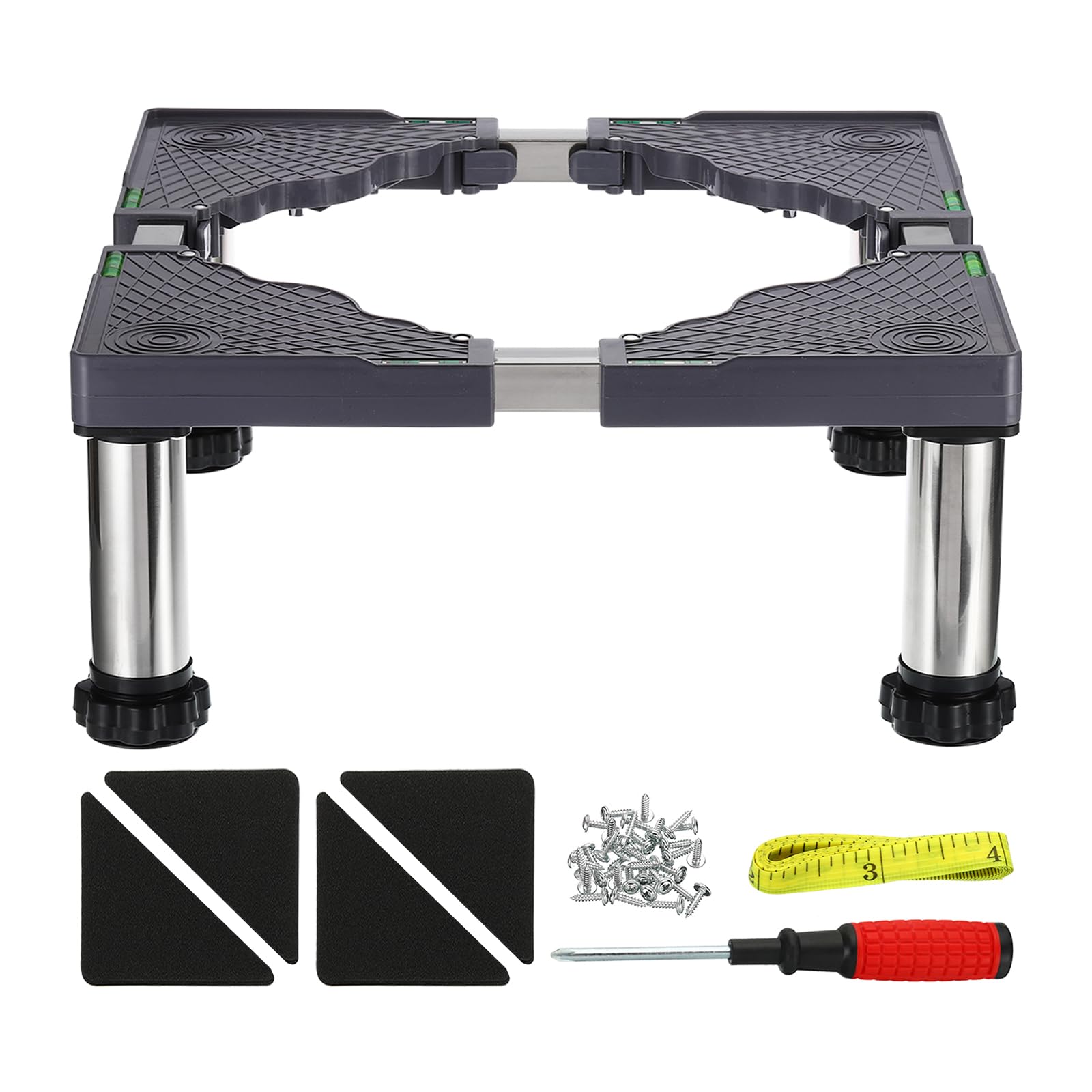 PATIKIL Mini Refrigerador Soporte 4 Fuerte Pies Lavandería Soporte Base Multifuncional Ajustable Base Bandeja Antivibración para Refrigerador Lavadora AC 7.5"-8.6" Altura