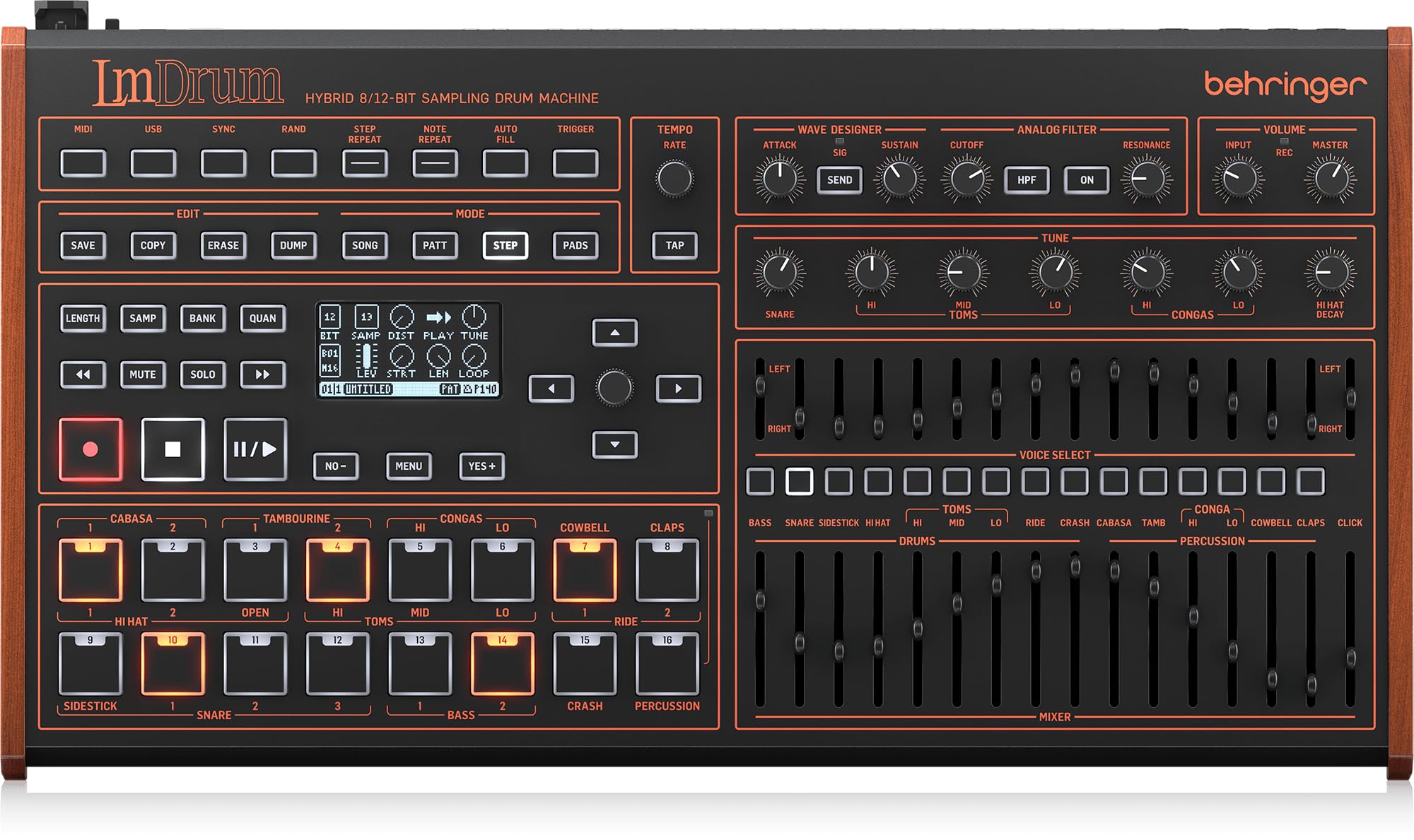 Behringer LM DRUM Classic Hybrid Sampling Drum Machine with 109 Drum Sound, 64 Step Sequencer, Sample Recording, Wave Designer, Dual Mode Filter, Powerful Sound Design Features