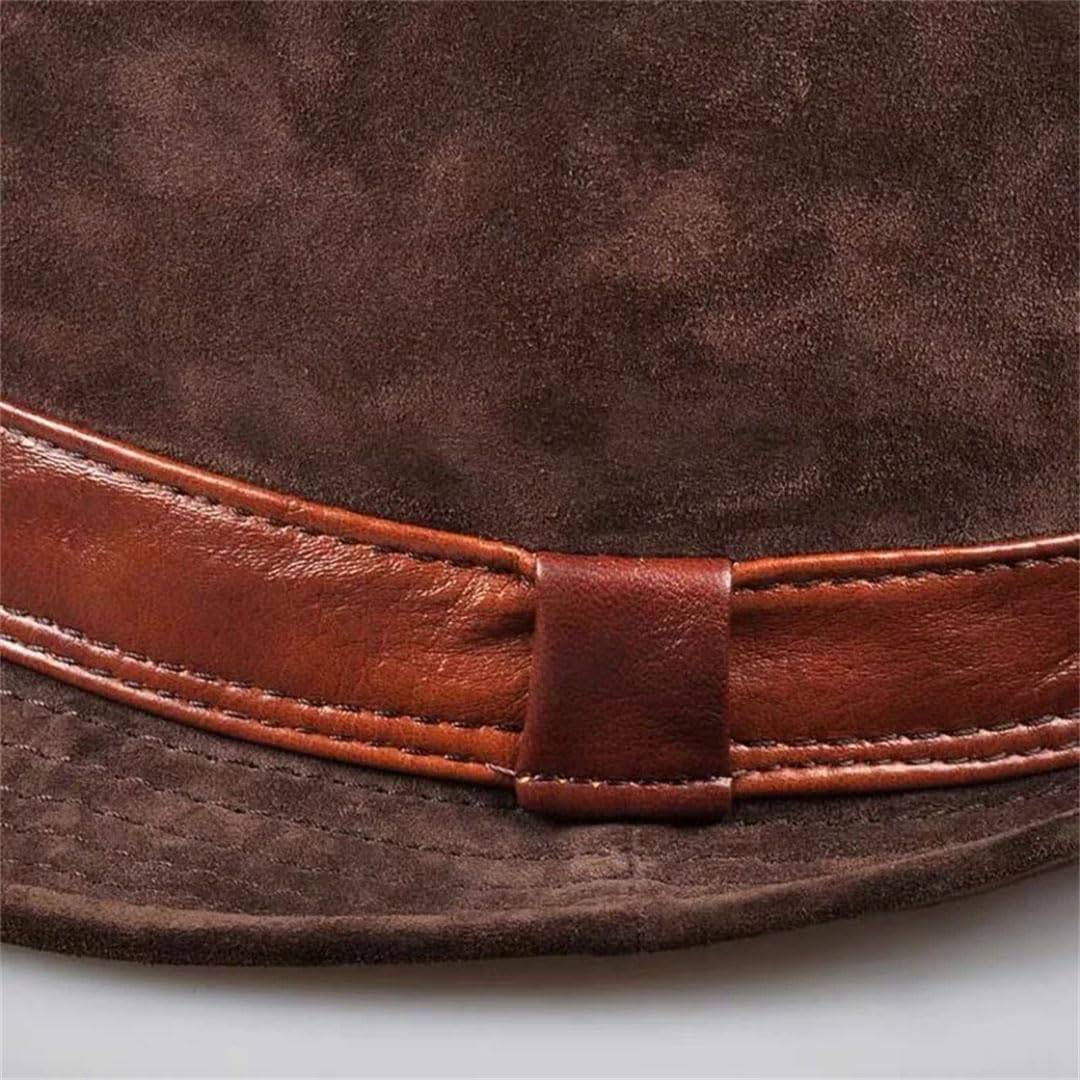 Sombreros de invierno para hombre, de piel auténtica, para hombres y mujeres, estilo británico, de ala ancha
