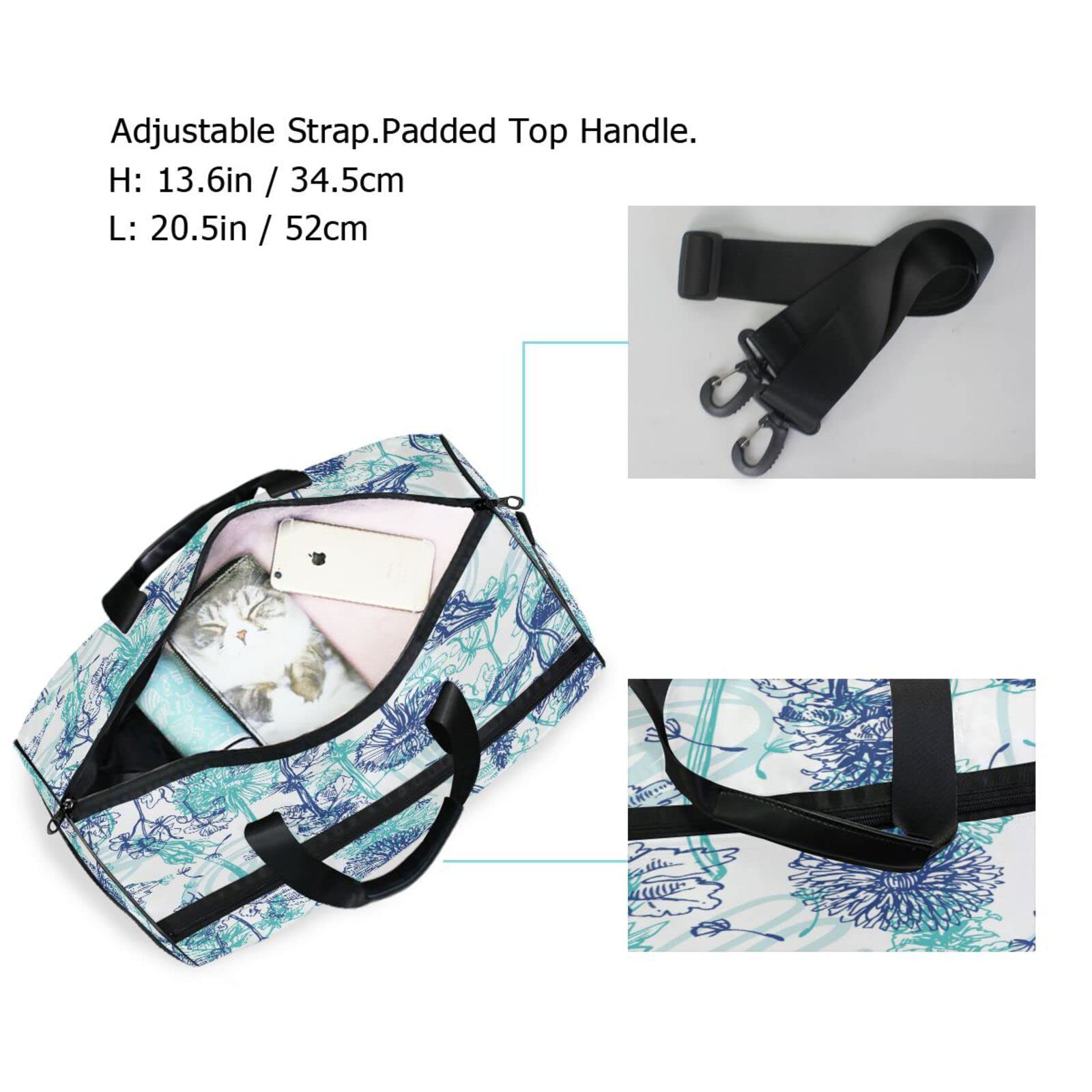 Blume Hell Pflanze Modern Floral Sporttasche Badetasche mit Schuhfach Reisetaschen Handtasche für Reisen Frauen Mädchen Männer