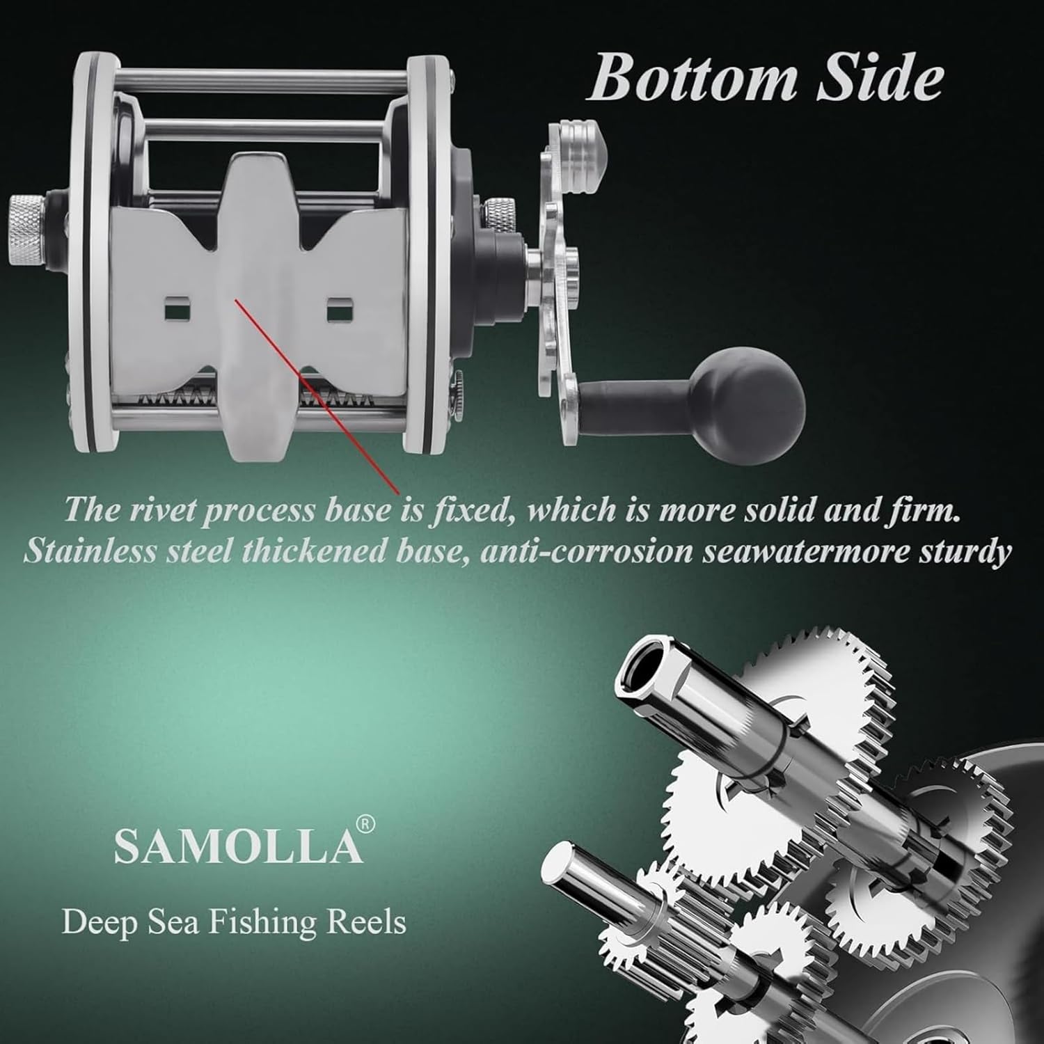 Sea Fishing Reel 44-66 LB Max Drag Saltwater Round Conventional Trolling Reel Aluminum CNC 2.8:1/4.4:1 Gear Ratio 5+1/7+1 Bearings for Tuna Salmon Marlin