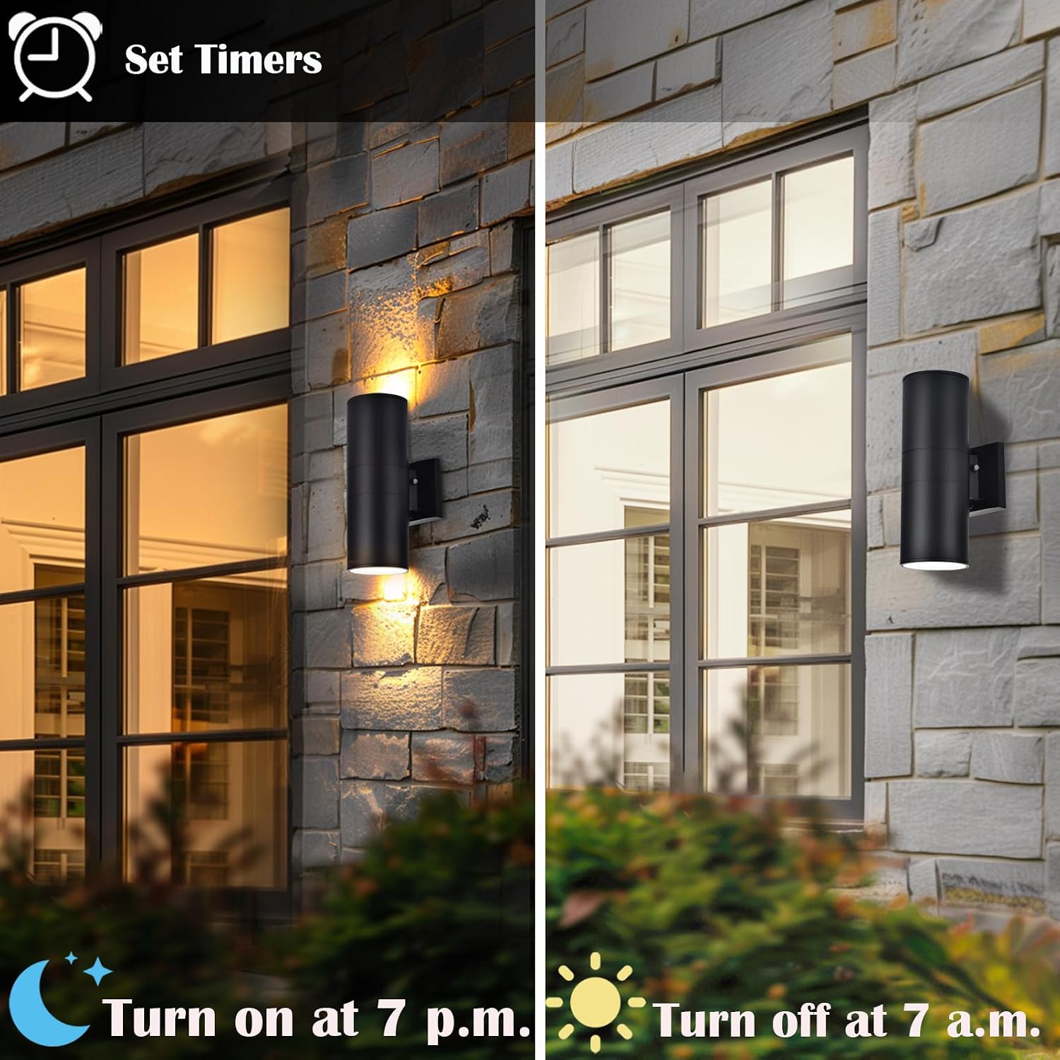 iYogaled RGB Outdoor Wall Light Fixtures, Smart Cylinder Exterior Lighting Fixtures Wall Mount, Color Changing Up Down Wall Sconce, LED Outdoor Porch Lights for House Front Door Garage