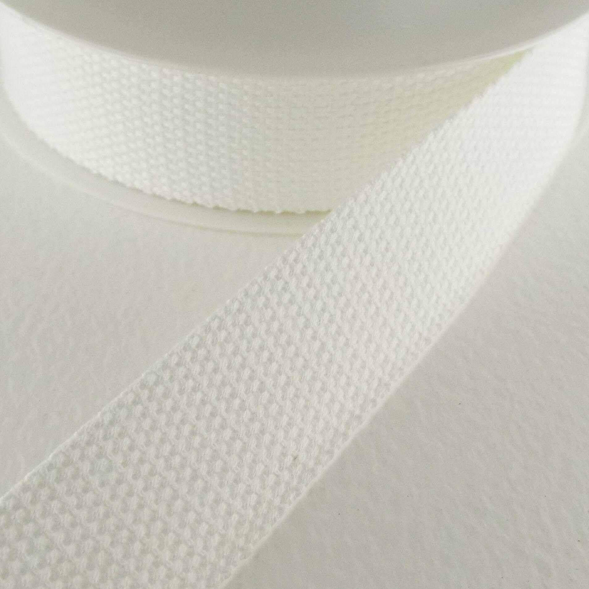 Cotton Mix Webbing 25mm Wide Bag Strap Handle Lanyard Fabric Belt 34 Colour 771D, 034 White, 2 Metres