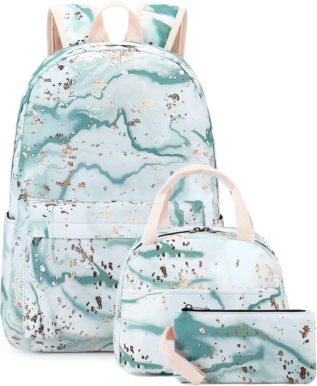 Teen Girls School Backpack Kids Bookbag Set with Lunch Box Pencil Case Travel Laptop Backpack Casual Daypacks (Gray)