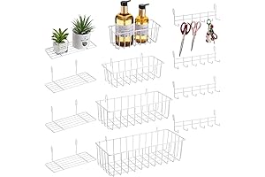 Versatile Wall Grid Panel Hanging Basket with Multiple Hooks