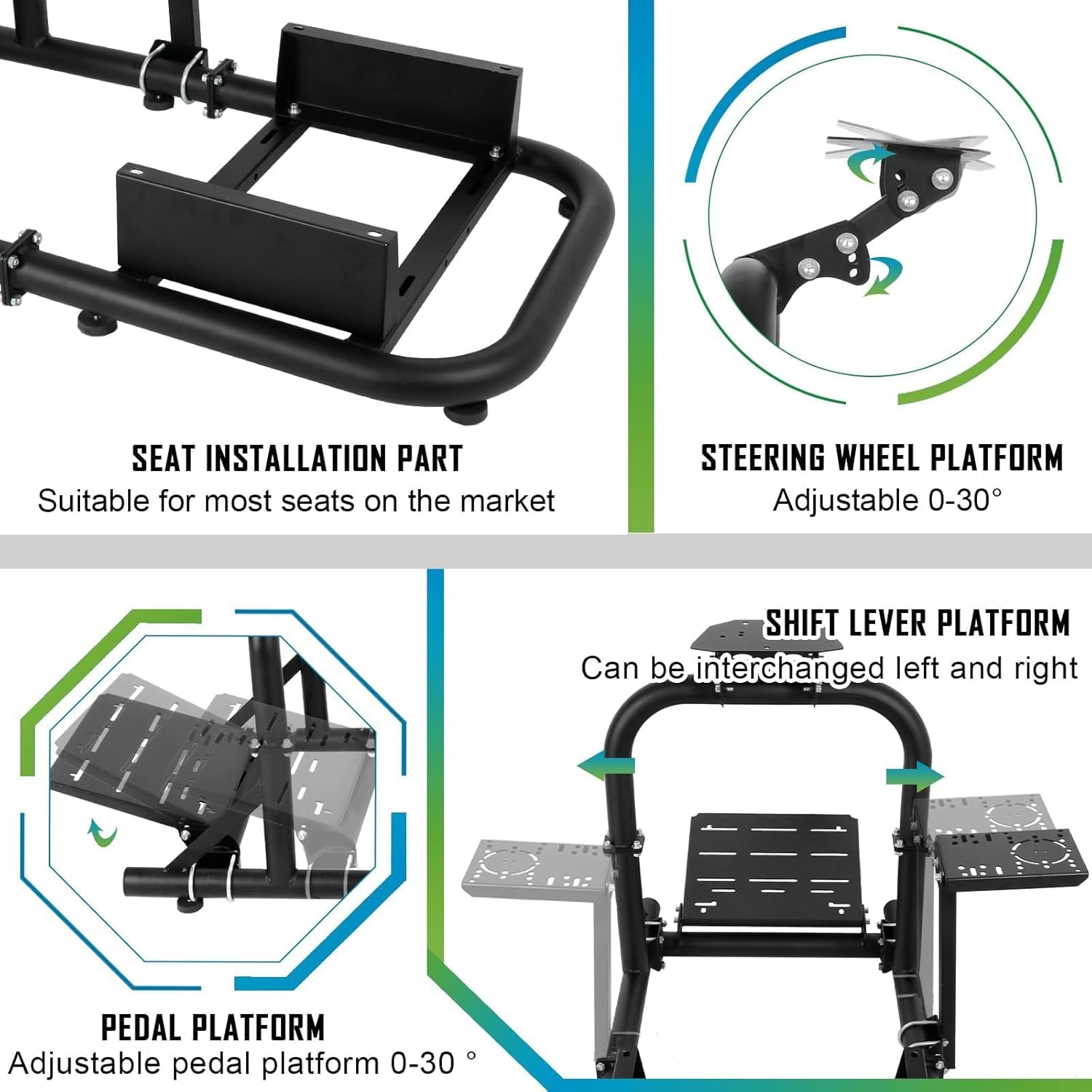 Hottoby Racing Simulator Cockpit Stand Fit for Logitech/Thrustmaster/Fanatec G25 G27 G29 G920 G923 T128X T248 T300 T458, Reinforced Triangular Design on Both Arm,Adjustable,No Wheel,Pedal & Handbrake