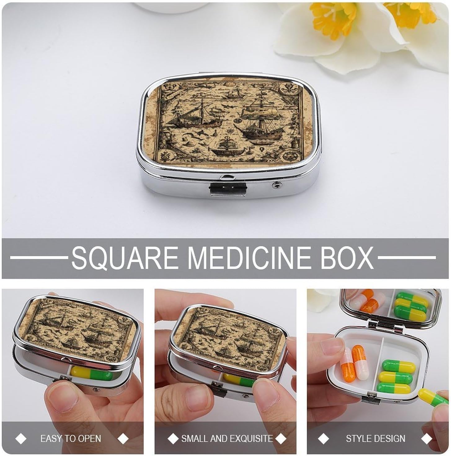 Treasure Map Travel Pill Organizer Pill Case image 4