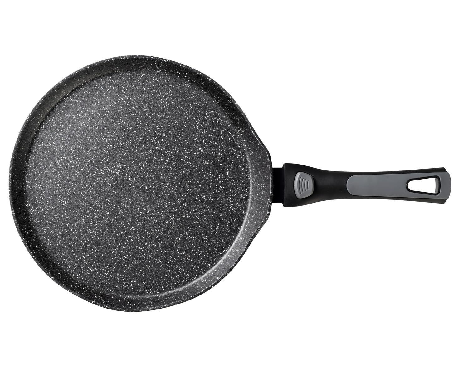 Pradel Excellence - PCUI002009 - Poêle à Crêpes en Aluminium Forgé Pierra Ø32cm - Revêtement Anti-Adhésif Façon Pierre - Manche Amovible - Tout Feu, Induction, Noir