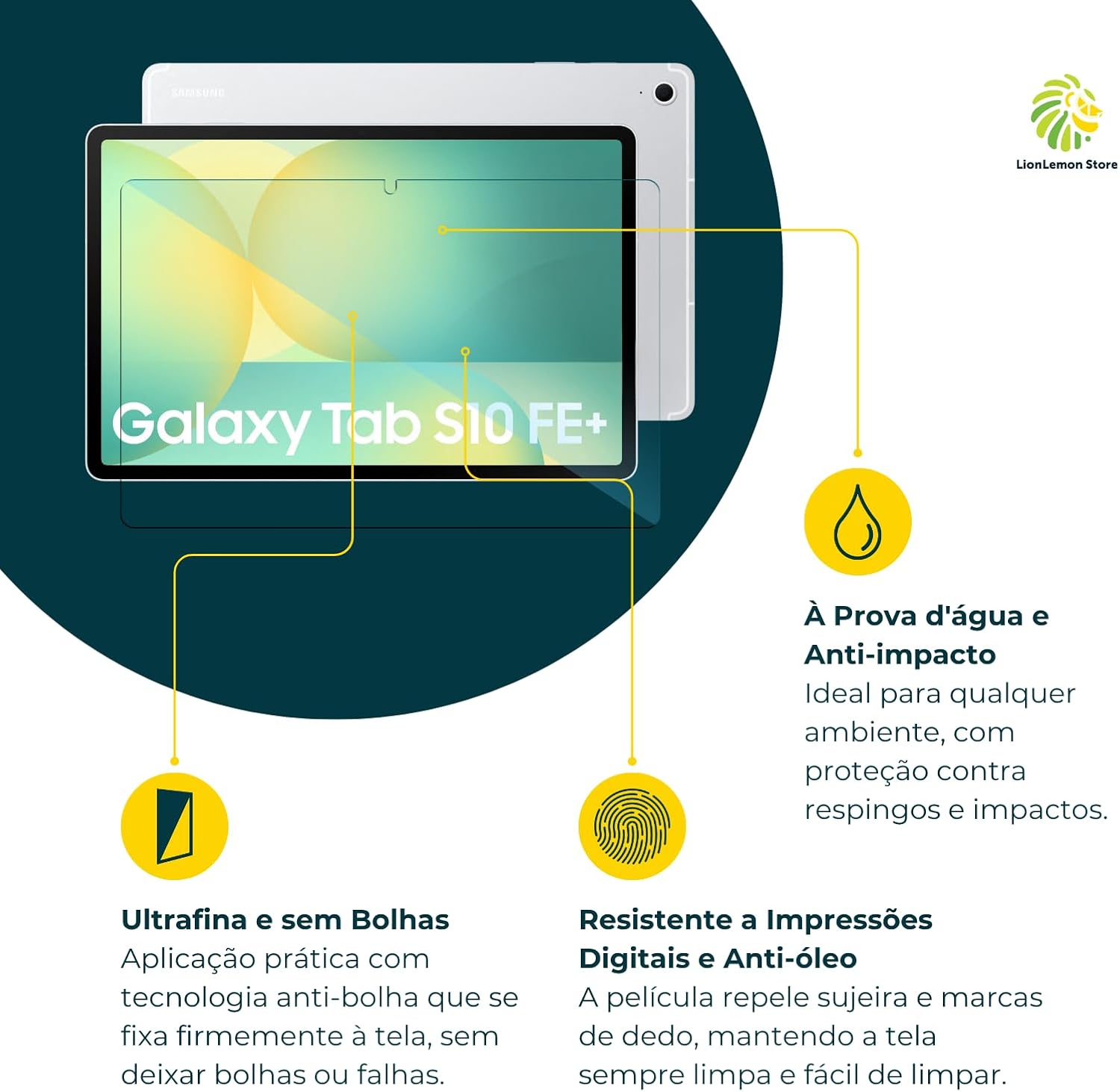 Película de vidro temperado para Samsung Galaxy Tab S10 FE+ Plus Tela 13.1" - LionLemon Store
