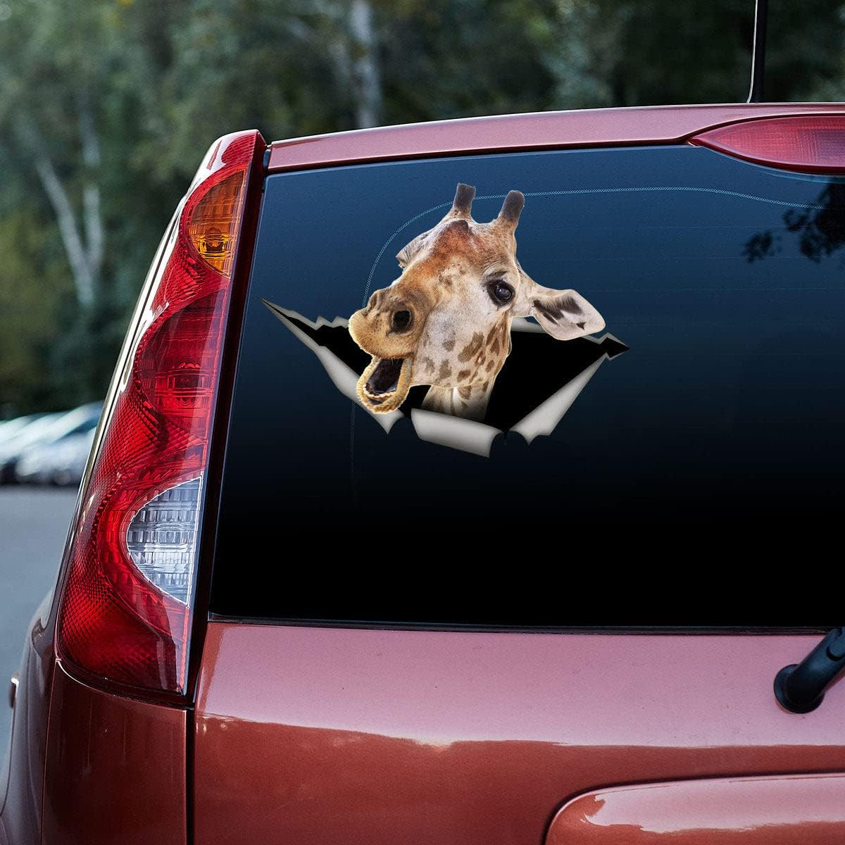 GERBERA PRINTS Funny Giraffe Cracked Car Decal Sticker