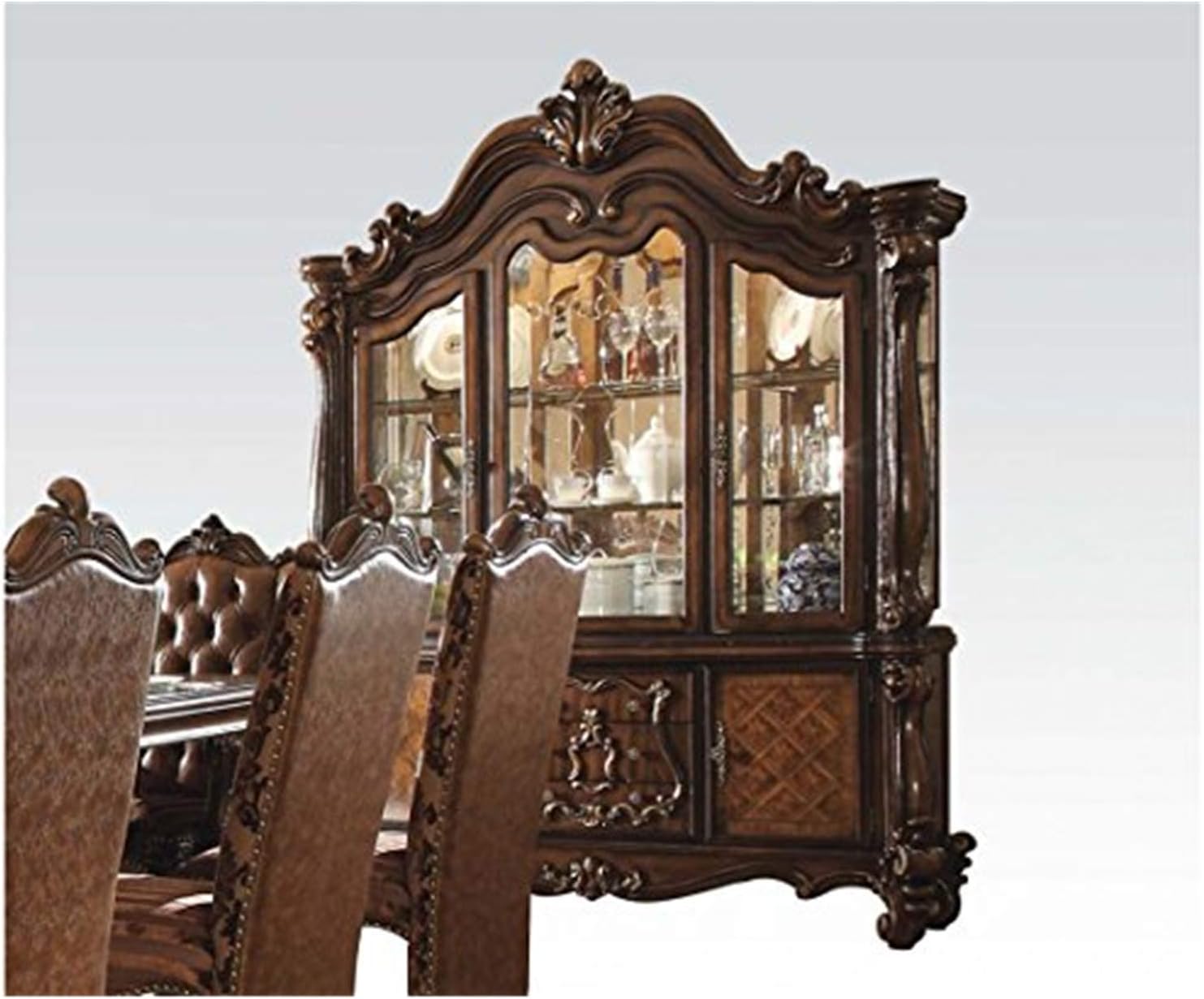 ACME Furniture AC-61104 Hutch & Buffet, 75"L x 22"W x 93.7"H, Cherry Oak