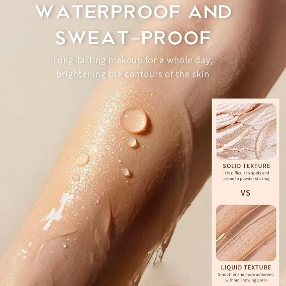 Body Highlighter Glotion Glow - Waterproof & Non-Smudge Luminizer, Long Lasting Moisturizing Formula for Face & Body, Lightweight Radiant Glow #03 Rich Bronze