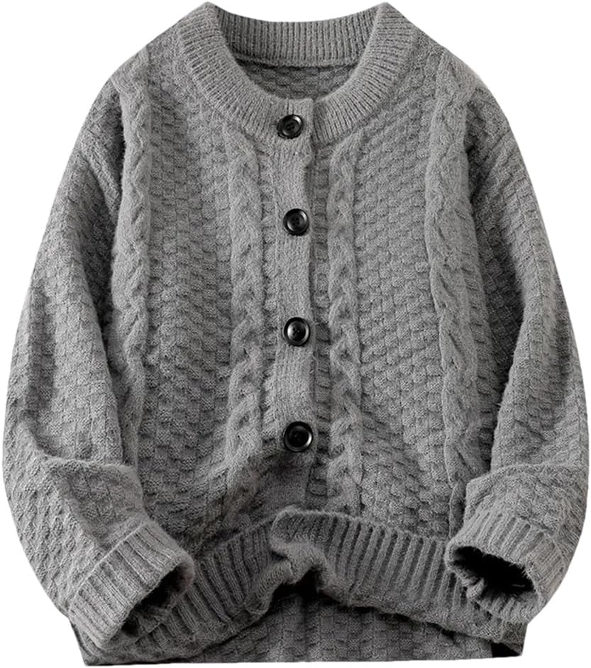 Men's Round Neck Lazy Casual Loose Sweater Cardigan Solid Color Simple Plus Size Knitted Cardigan