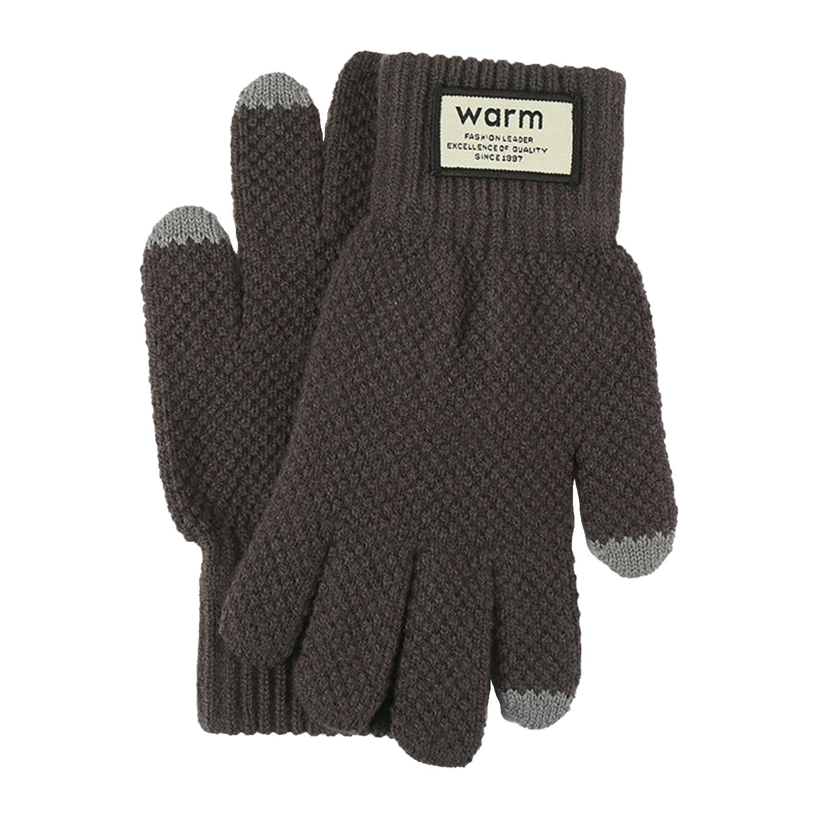 Guantes térmicos, guantes de invierno para pantalla táctil con diseño de doble capa, guantes cálidos para correr con material de punto, guantes de entrenamiento resistentes al viento, guantes de punto