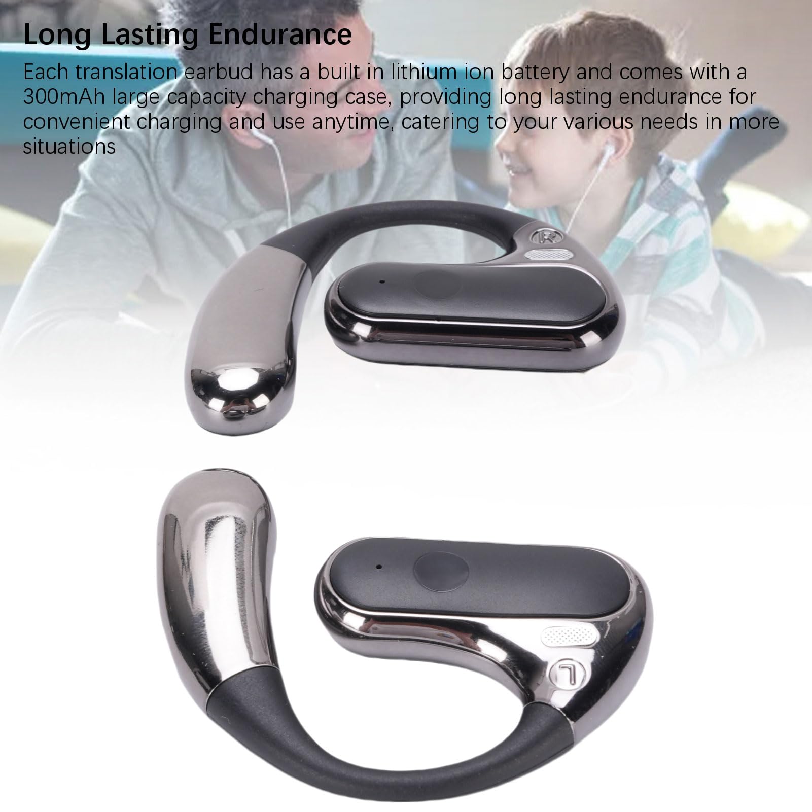Fabater Auricolari per Traduzione Wireless con Suono Chiaro ANC per Comunicazioni Efficaci, Supporto Multilingue per, 2 Auricolari + Custodia di Ricarica per Viaggiatori/studenti