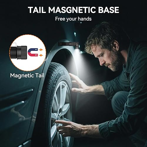 Miniatura 7 de Linterna LED recargable T5 de 1400 lúmenes, cabeza ajustable de 90 grados, linterna táctica EDC, luz de trabajo de bolsillo AA magnética con difusor