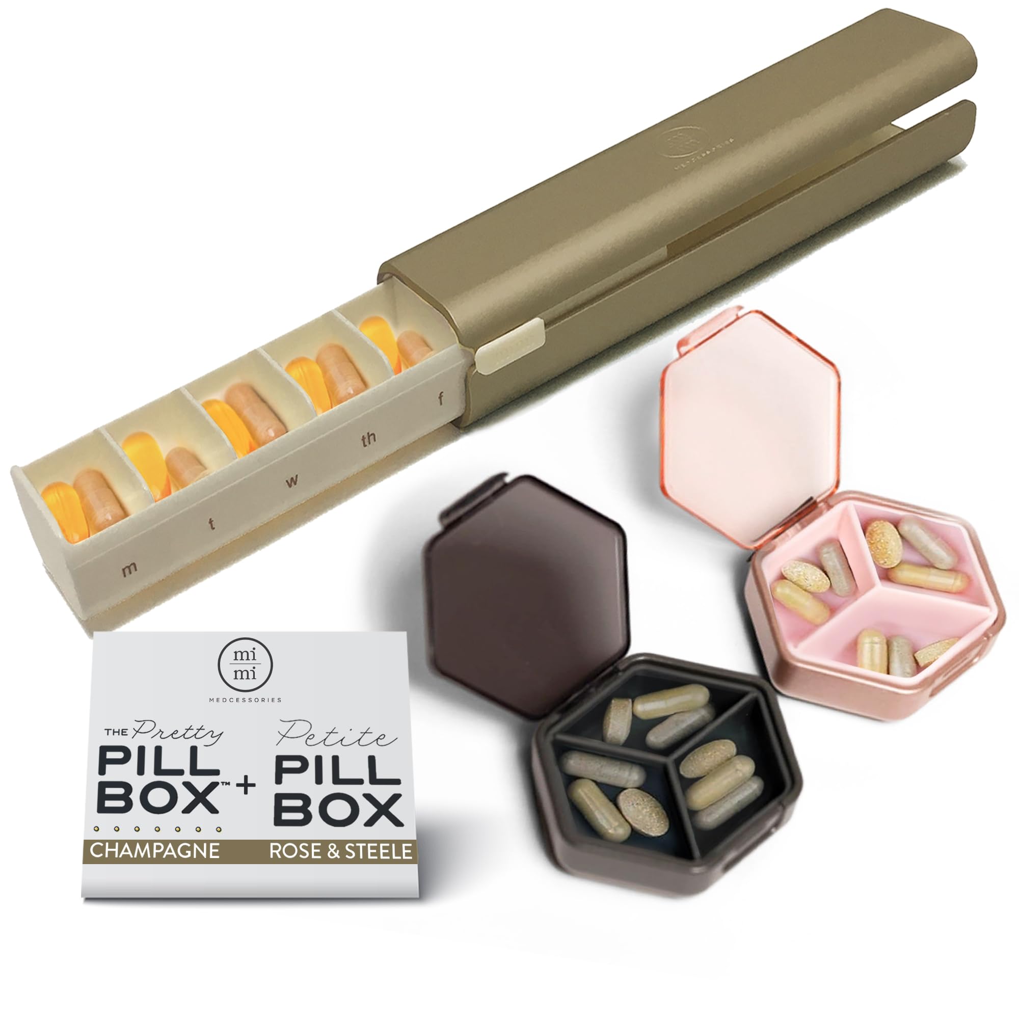 Mimi Medcessories Pill Organization Set - Stylish Daily Weekly Pill Management for Modern Living with Petite Pillbox 7