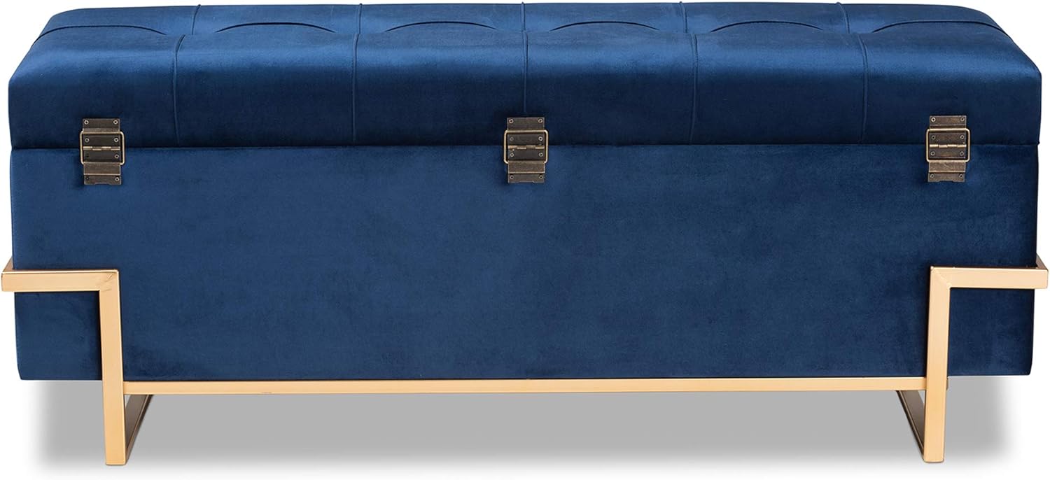 Baxton Studio Ottomans, Navy Blue/Gold
