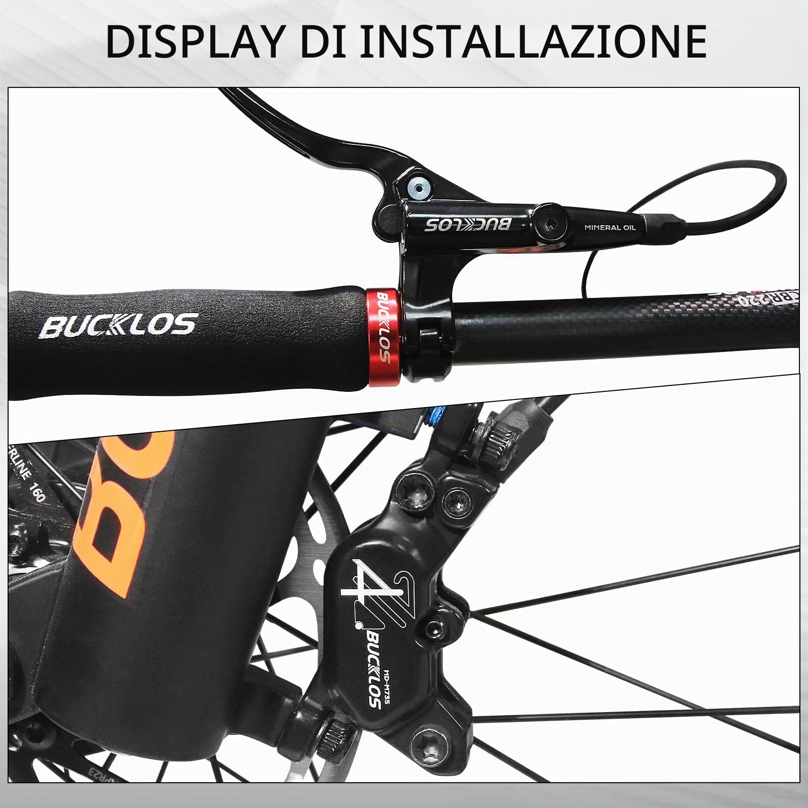Set di freni a disco idraulici a 2 pin, 4 pistoni, parte anteriore sinistra 1150 mm, posteriore destra 1950 mm, lega di alluminio, per mountain bike, scooter, mountain bike (pre-Bled)