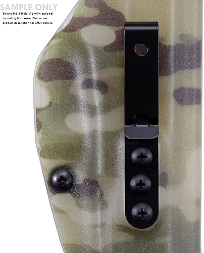 Miniatura 8 de HolsterSmith - Clip universal de metal para cinturón para hacer fundas, modelo 5, (3 agujeros), color negro táctico, (con accesorios de montaje