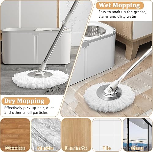 Miniatura 6 de NICEMOVIC Paquete de 6 cabezales de repuesto de trapeador giratorio para sistema de trapeador giratorio de 360, cabezal de repuesto de trapeador