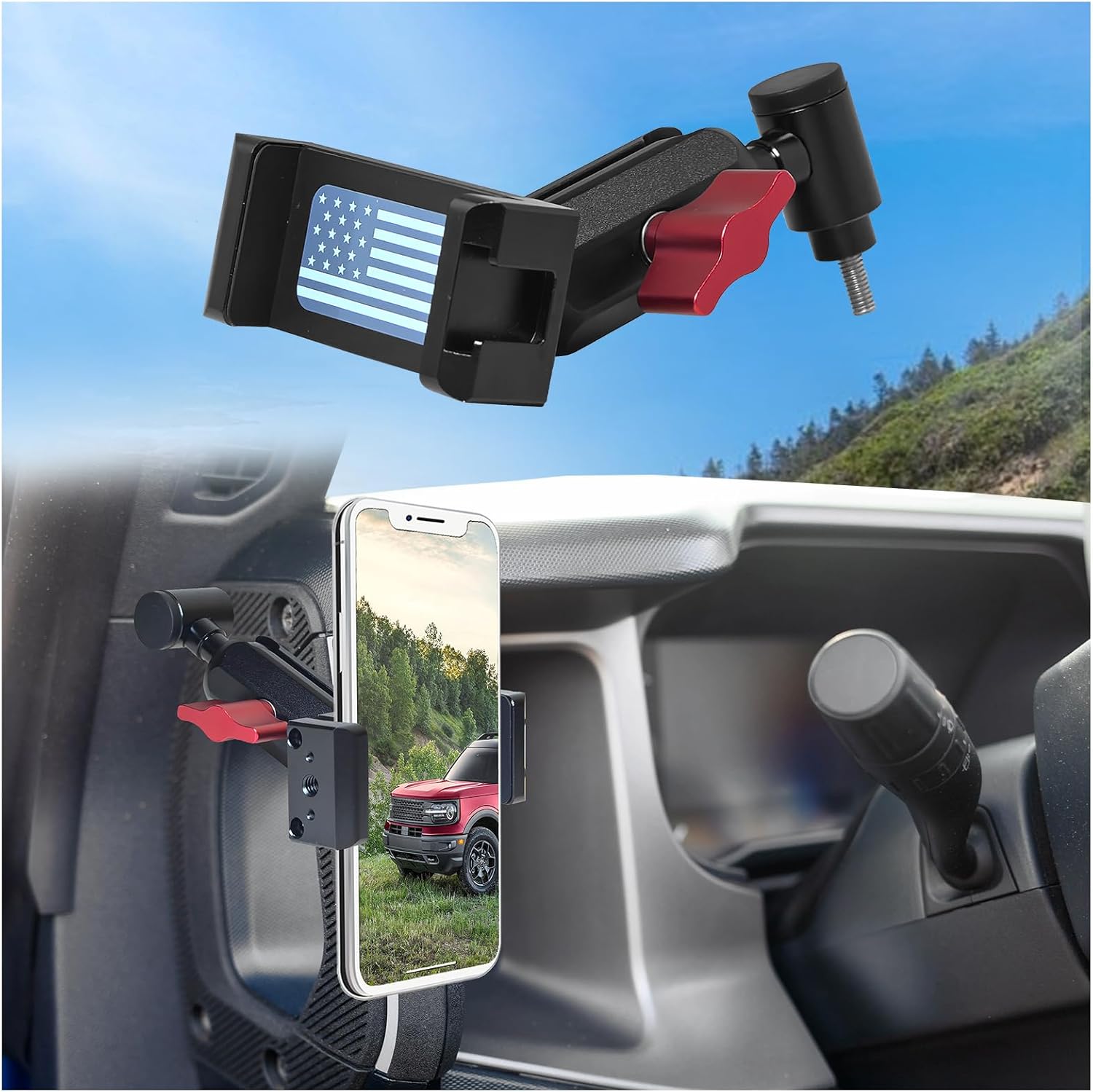 WXRYLYN 2024 Bronco Bronco Raptor Phone Mount Phone Holder for 2021-2024 Bronco 2022-2024 Bronco Raptor Metal Dash Mount Cell Phone Holder(NOT for Sport)