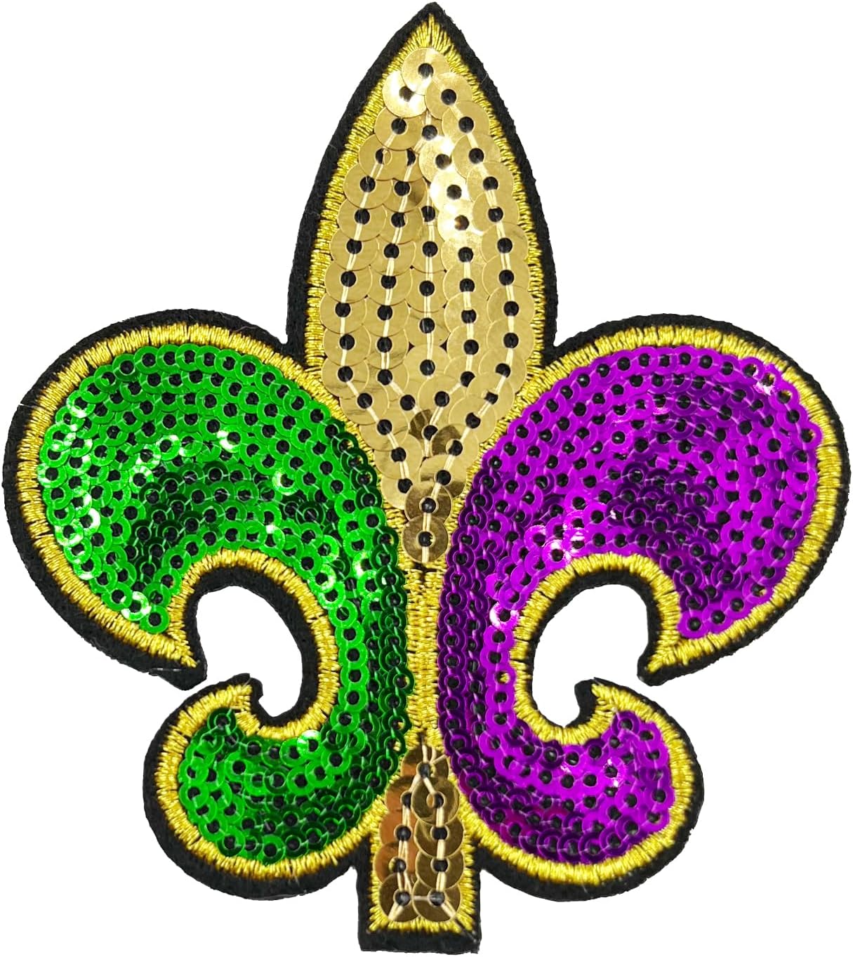 3 Pieces Pack Mardi Gras Fleur De Lis Sequins Iron-On Patches Appliques - Image 6