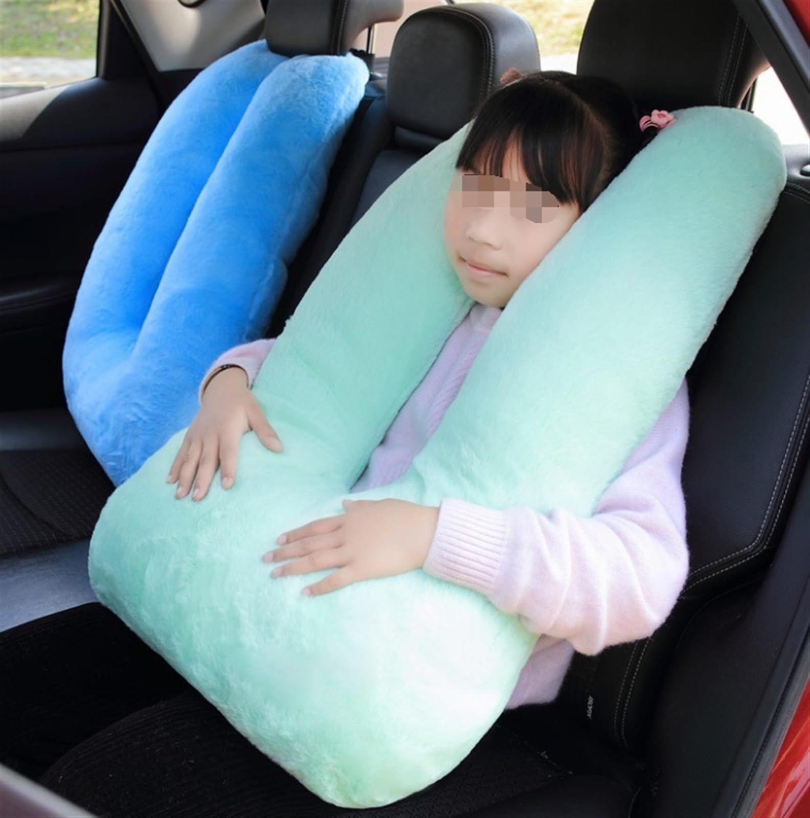 Almohada Viaje Almohadas de Viaje de Felpa para el Asiento Trasero del automóvil, Almohada de Cuello de Viaje en Forma de U, cojín para avión Cojin Cuello Viaje(Grün)