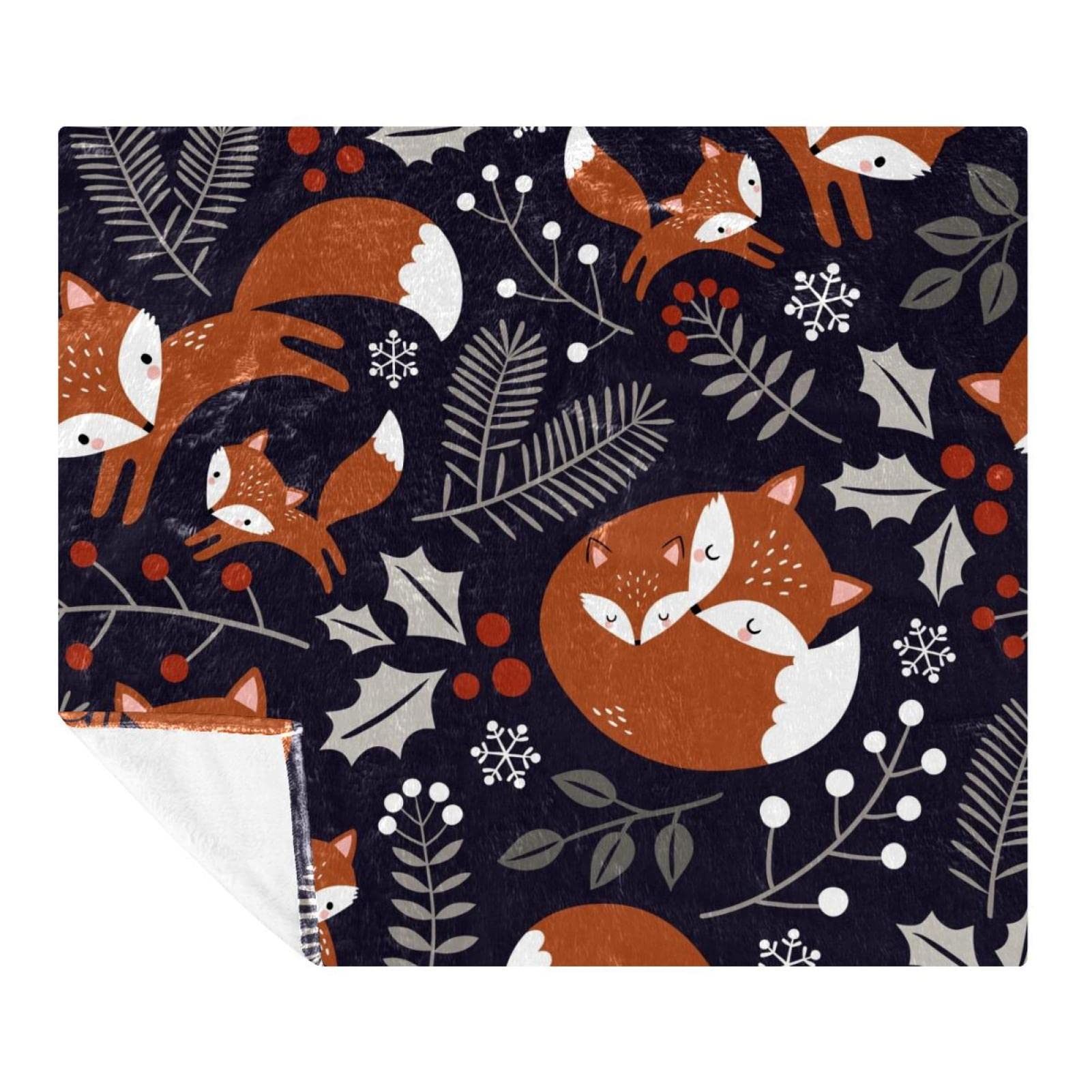 Couverture polaire plaid microfibre doux Fox Family canapé lit voyage 150x130