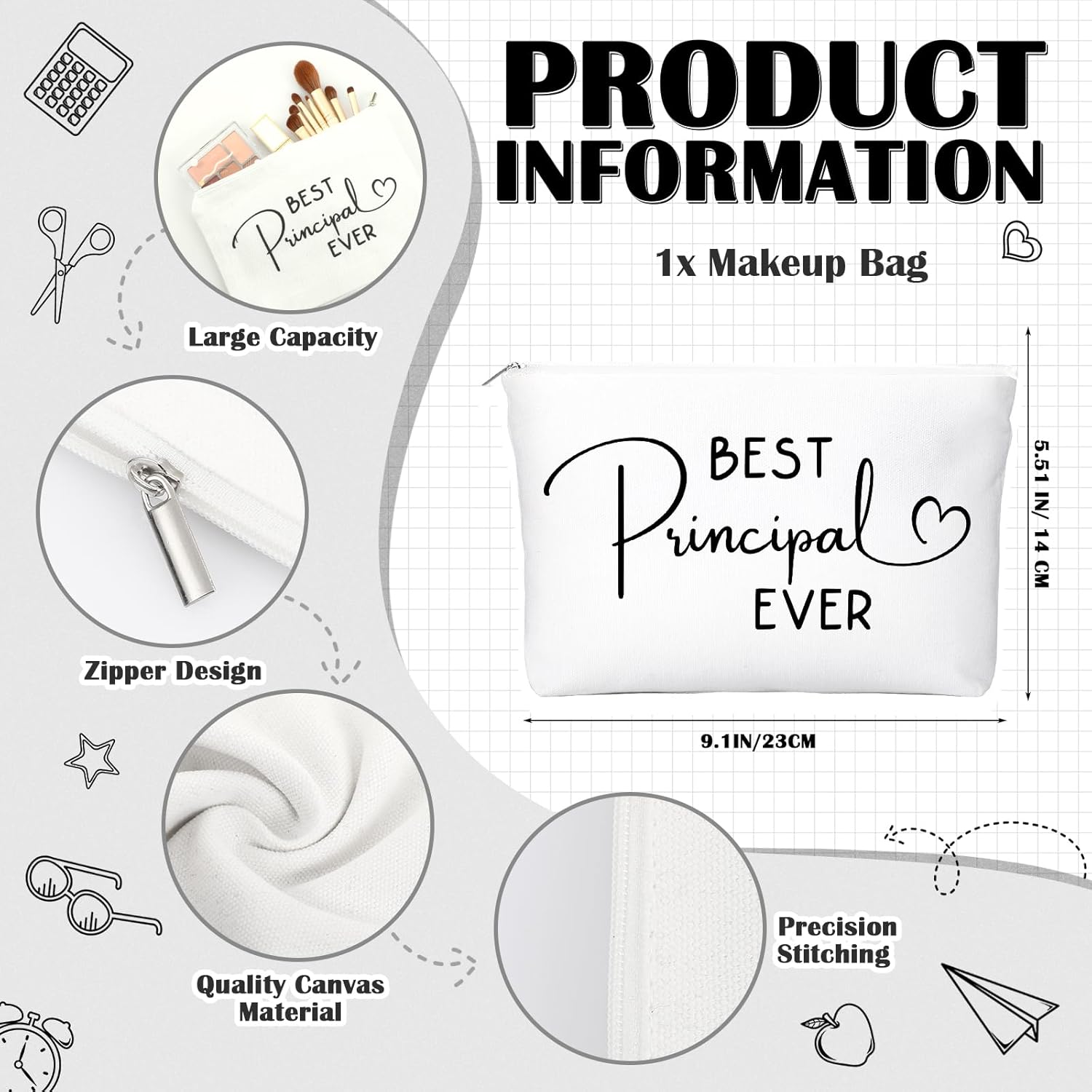 Queekay 2 Pcs Best Principal Ever Bags Principal Gifts for Women Man Appreciation Inspirational Gifts Totes and Makeup Bags for Work - Image 4