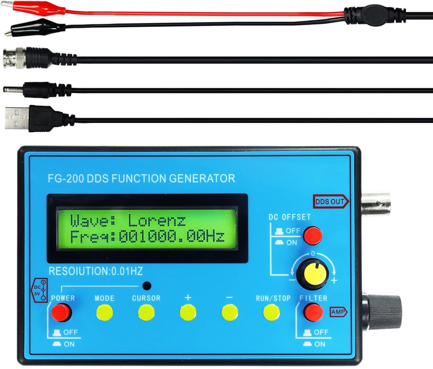 0.01Hz-500kHz Multifunction Waveform Generator Portable Signals Generator Frequency Generator With Resonator