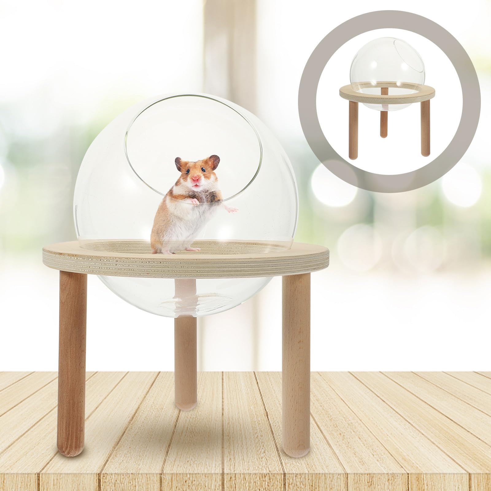 Artibetter Sandbadewanne Praktisches Verschleißfestes Badezimmer Zubehör Hamster aus Glas und Holz Transparente im Kreativen Design für Kleine Haustiere